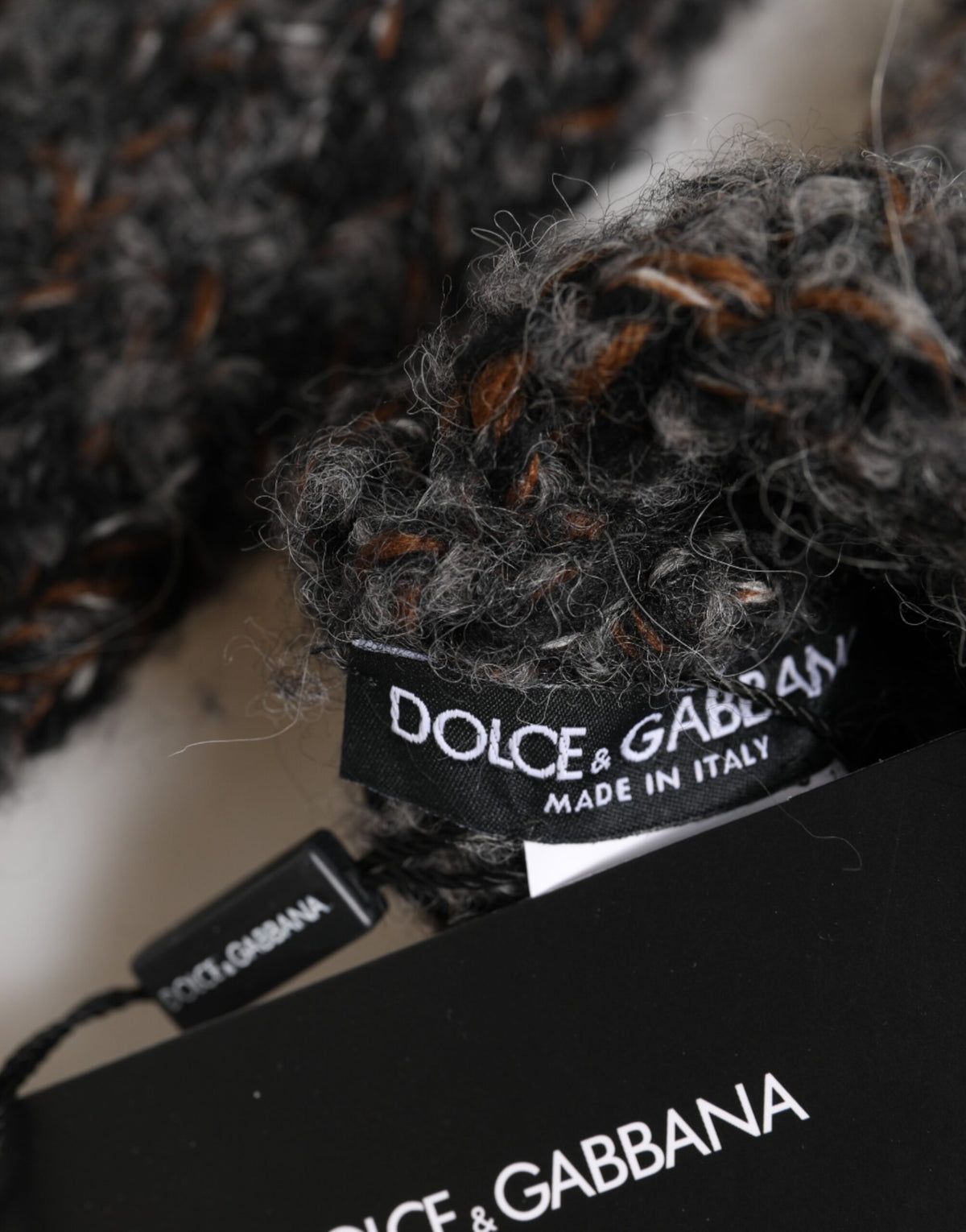 Dolce & Gabbana Gray Virgin Wool Knitted Fingerless Men Men's Gloves