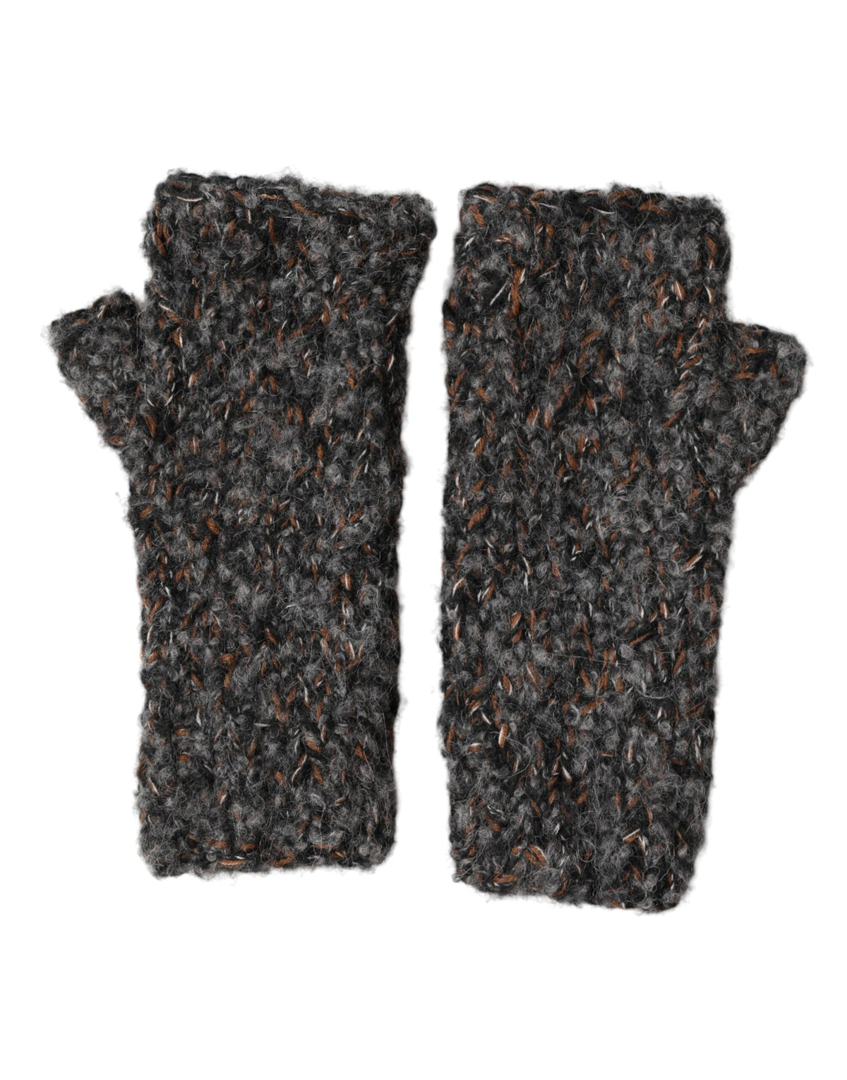 Dolce & Gabbana Gray Virgin Wool Knitted Fingerless Men Men's Gloves