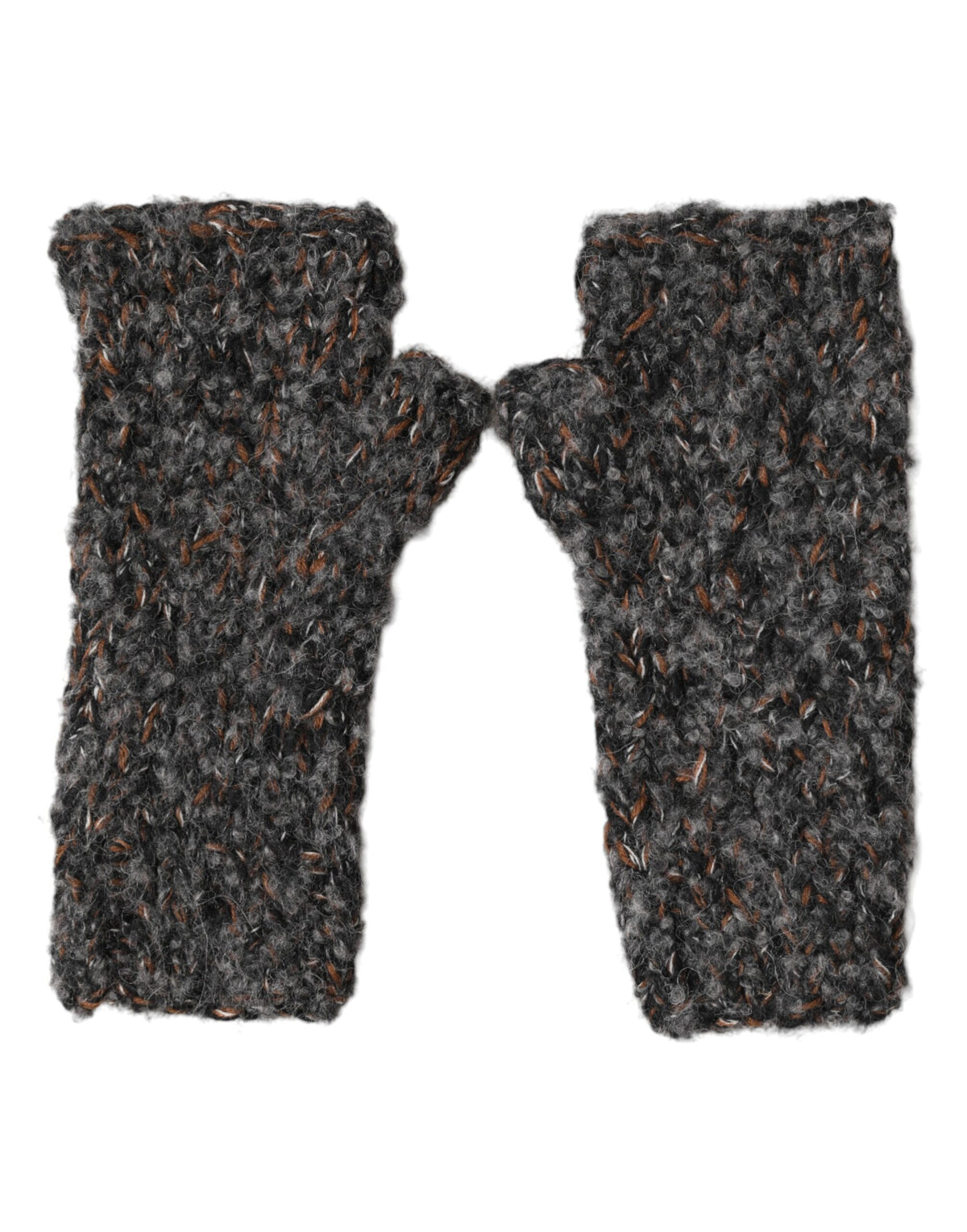 Dolce & Gabbana Gray Virgin Wool Knitted Fingerless Men Men's Gloves