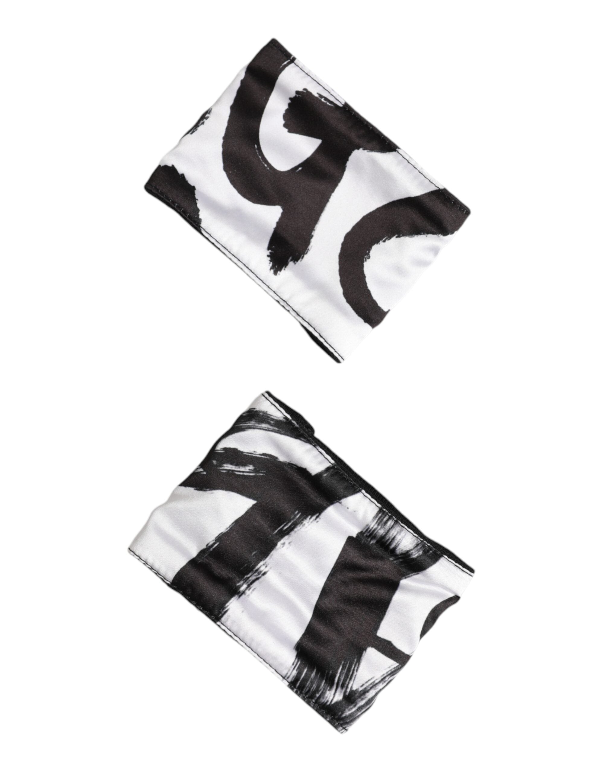 Dolce & Gabbana Black White DG Logo Silk 1 Pair Men's Wristband