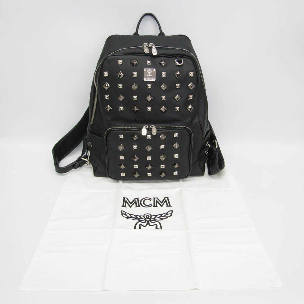 MCM Visetos Canvas Black Canvas Backpack Bag (Pre-Owned)