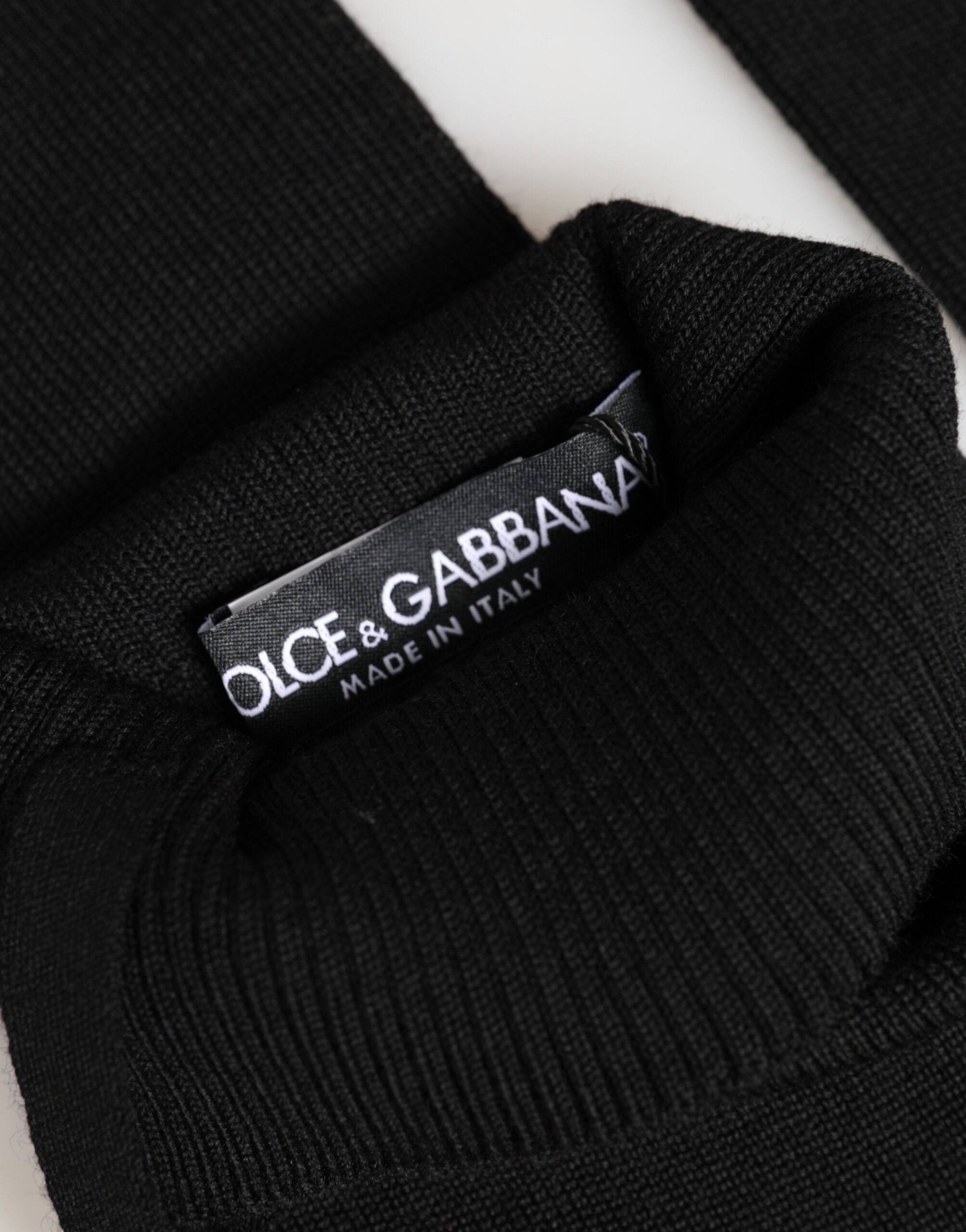 Dolce & Gabbana Black Virgin Wool Knitted Fingerless Men Men's Gloves