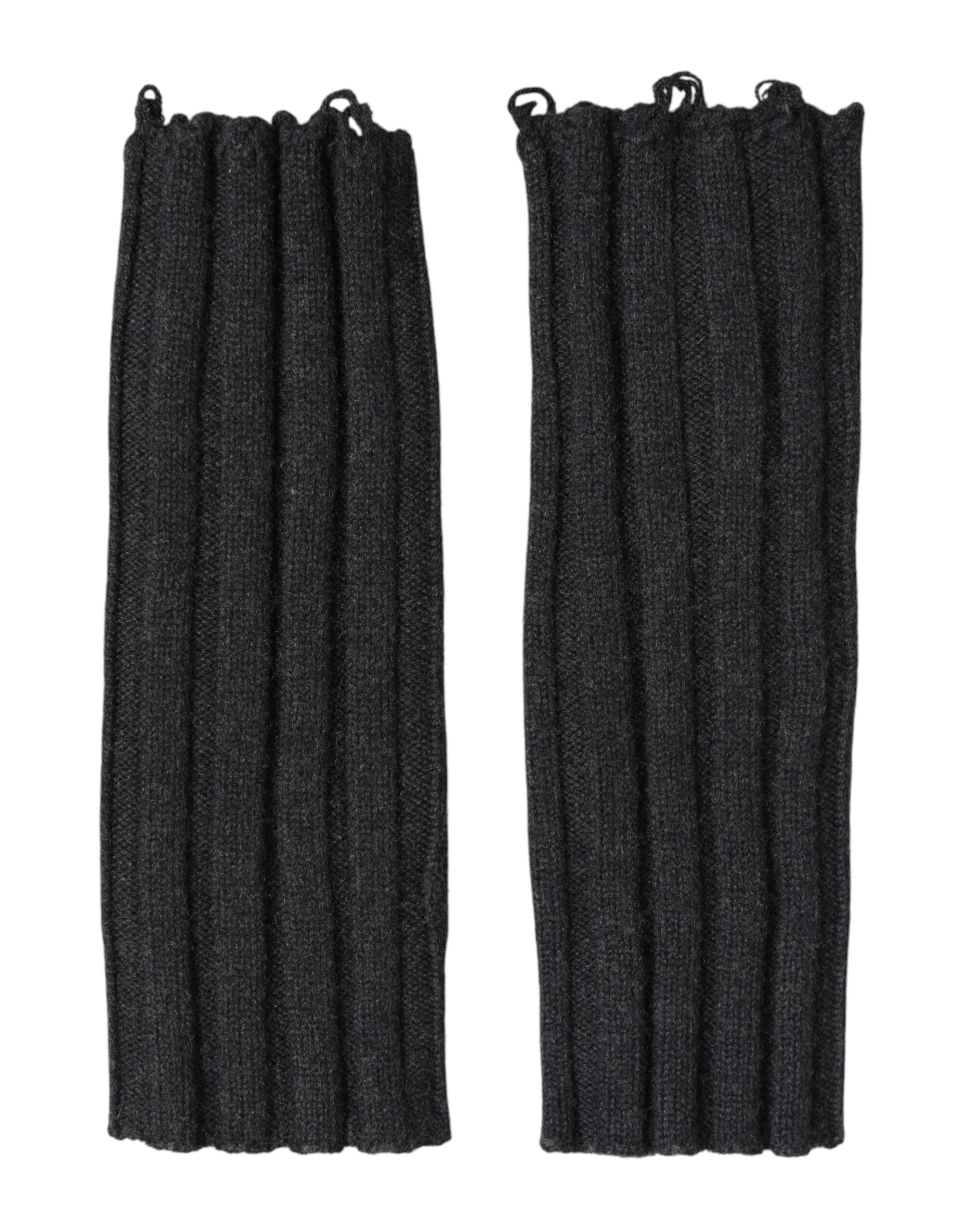 Dolce & Gabbana Dark Gray Virgin Wool Knitted Fingerless Men's Gloves