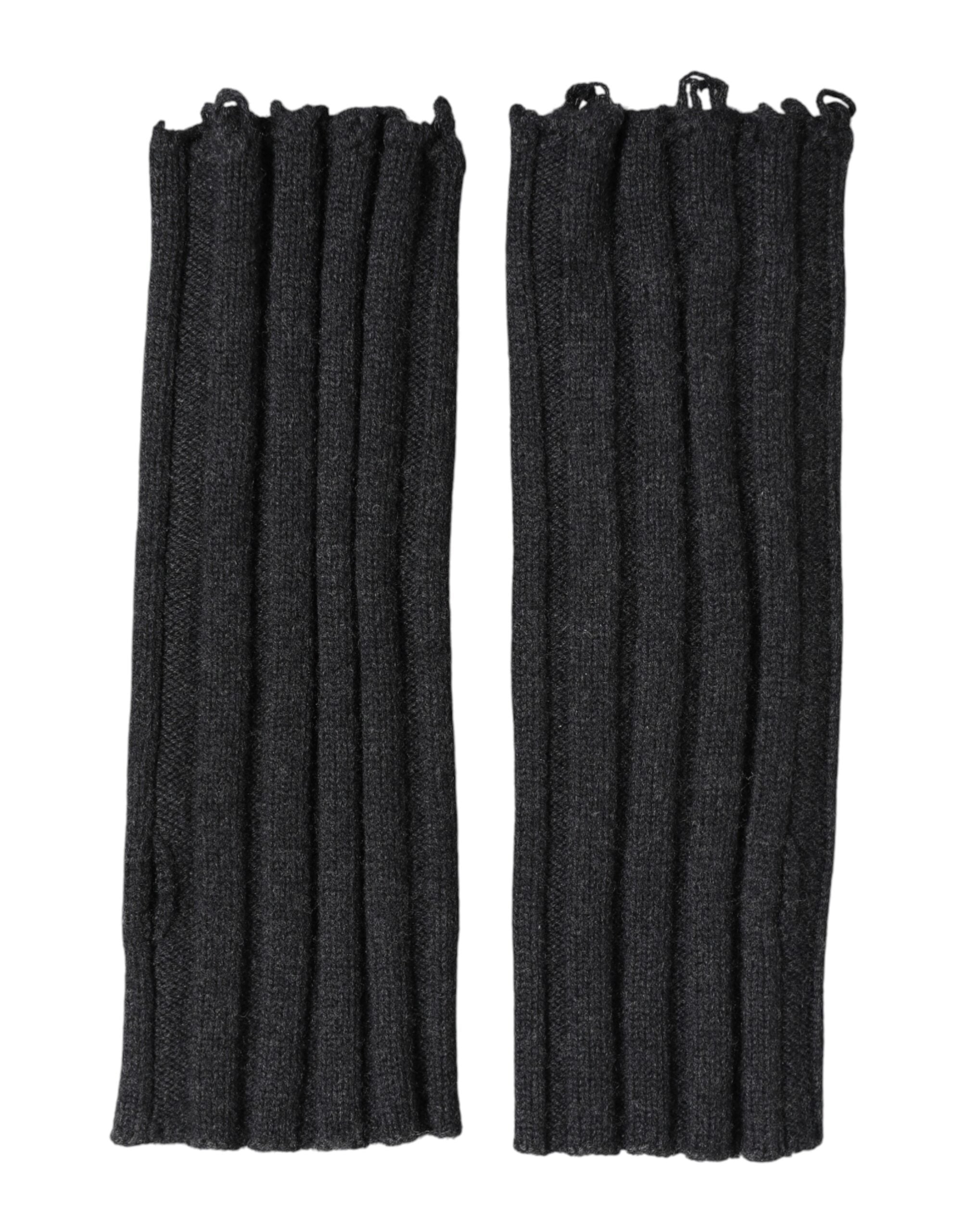 Dolce & Gabbana Dark Gray Virgin Wool Knitted Fingerless Men's Gloves