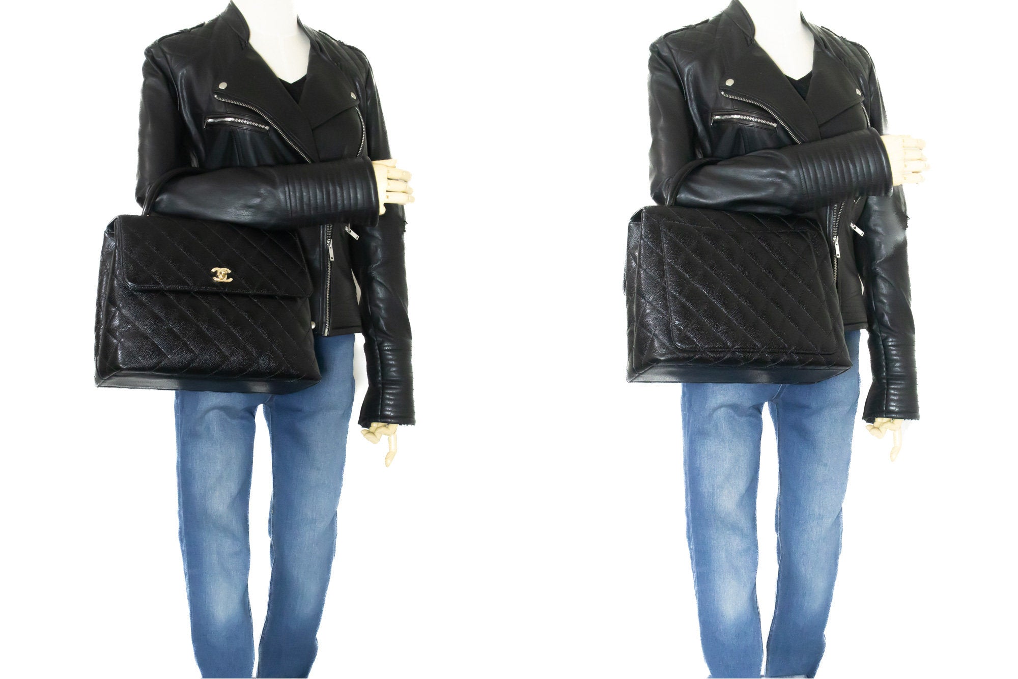 Chanel Kelly Black Leather Handbag (Pre-Owned)
