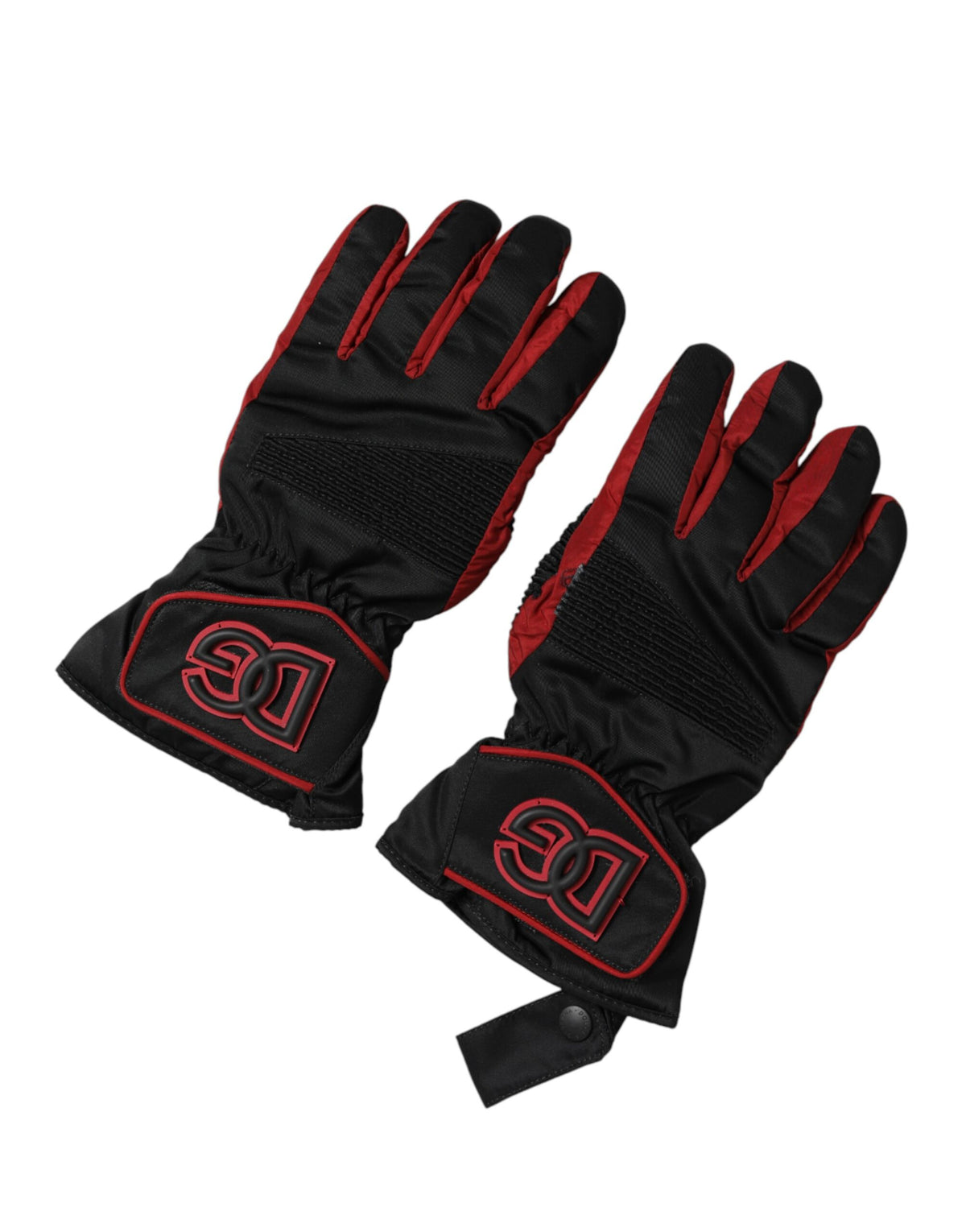 Dolce & Gabbana Black Red Nylon Wrist Length Mitten Men's Gloves
