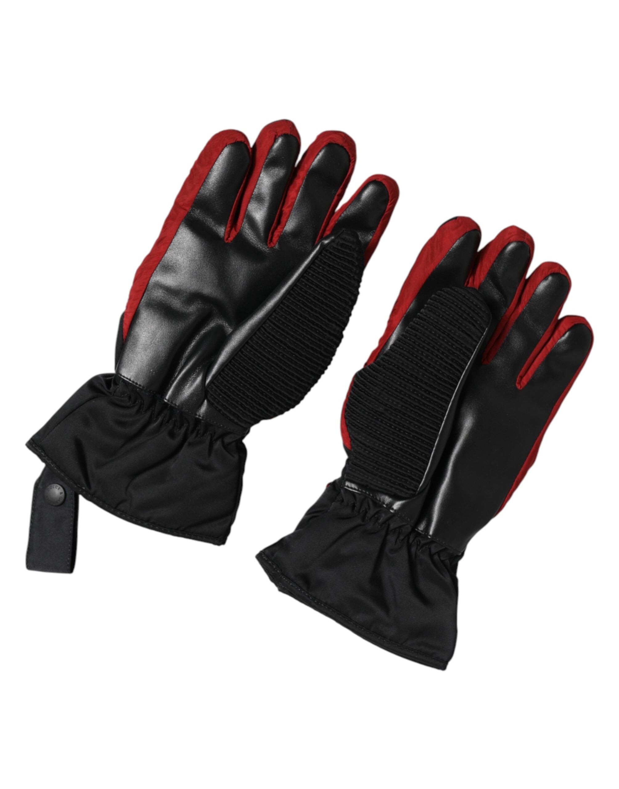 Dolce & Gabbana Black Red Nylon Wrist Length Mitten Men's Gloves