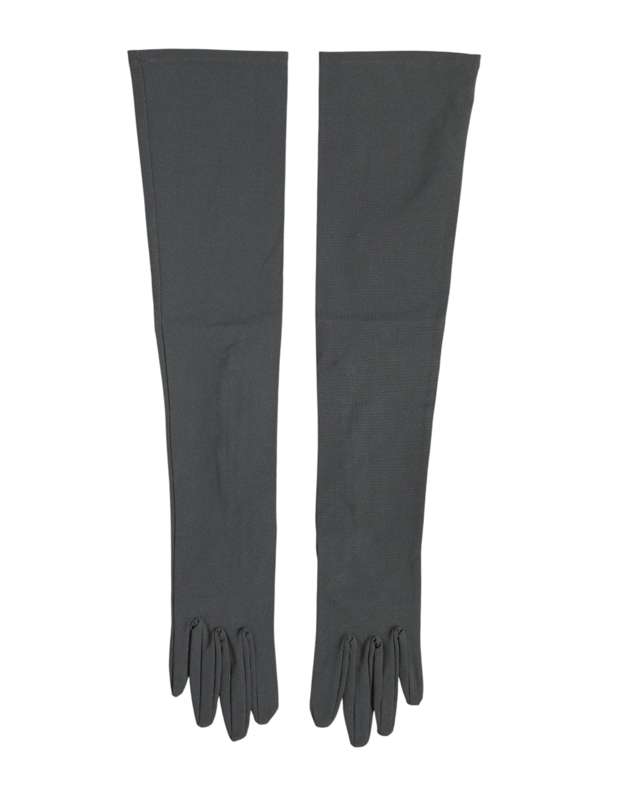 Dolce & Gabbana Dark Gray Viscose Elbow Length Mitten Men Men's Gloves