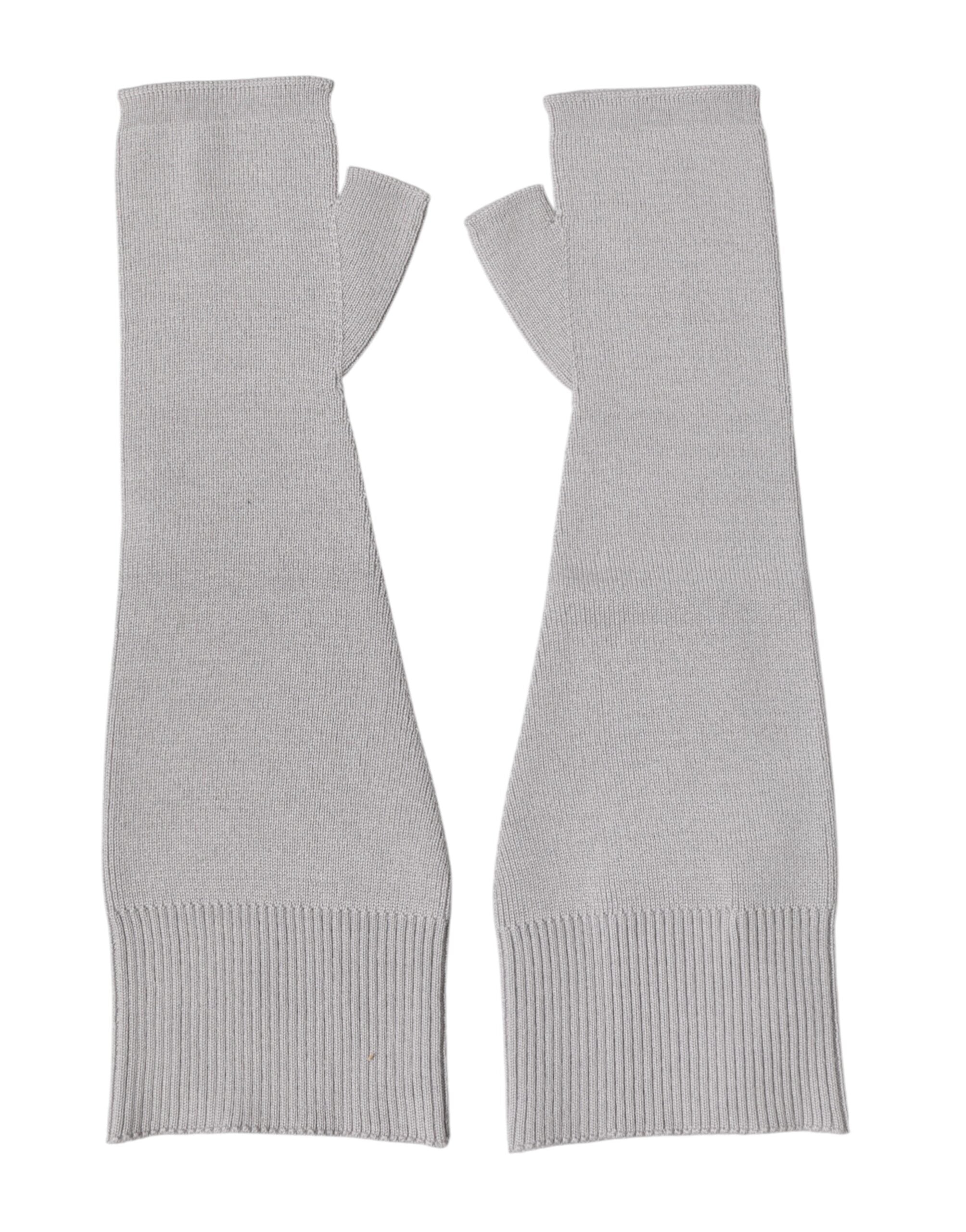 Dolce & Gabbana Gray Virgin Wool Knitted Fingerless Men Men's Gloves