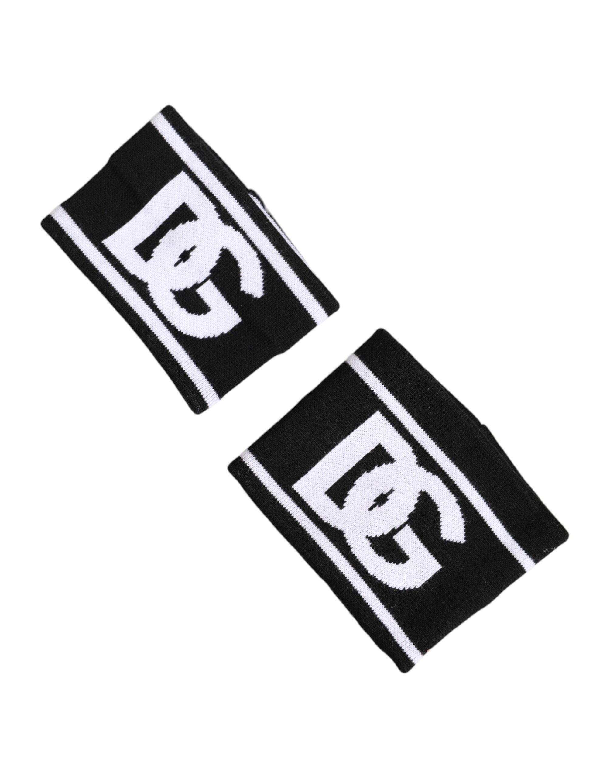 Dolce & Gabbana Black White DG Logo Cotton 1 Pair One Men's Wristband