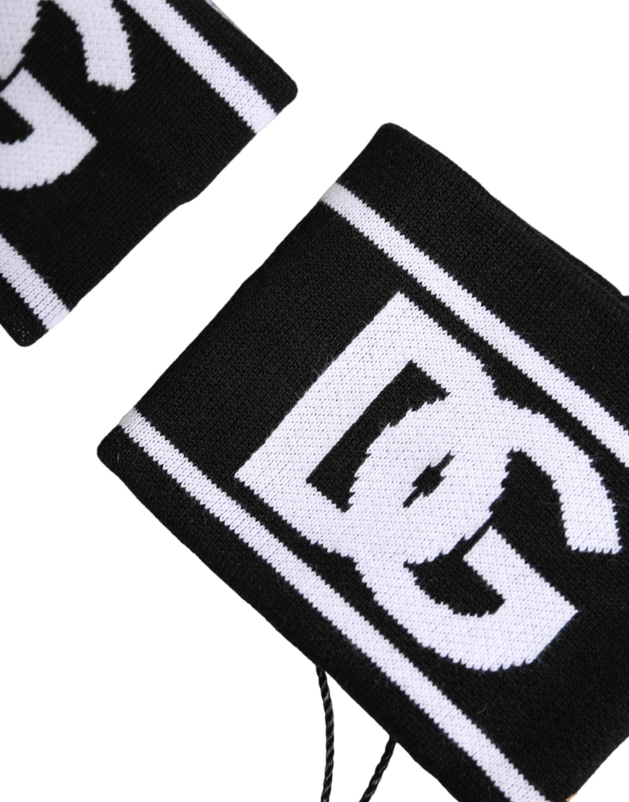 Dolce & Gabbana Black White DG Logo Cotton 1 Pair One Men's Wristband
