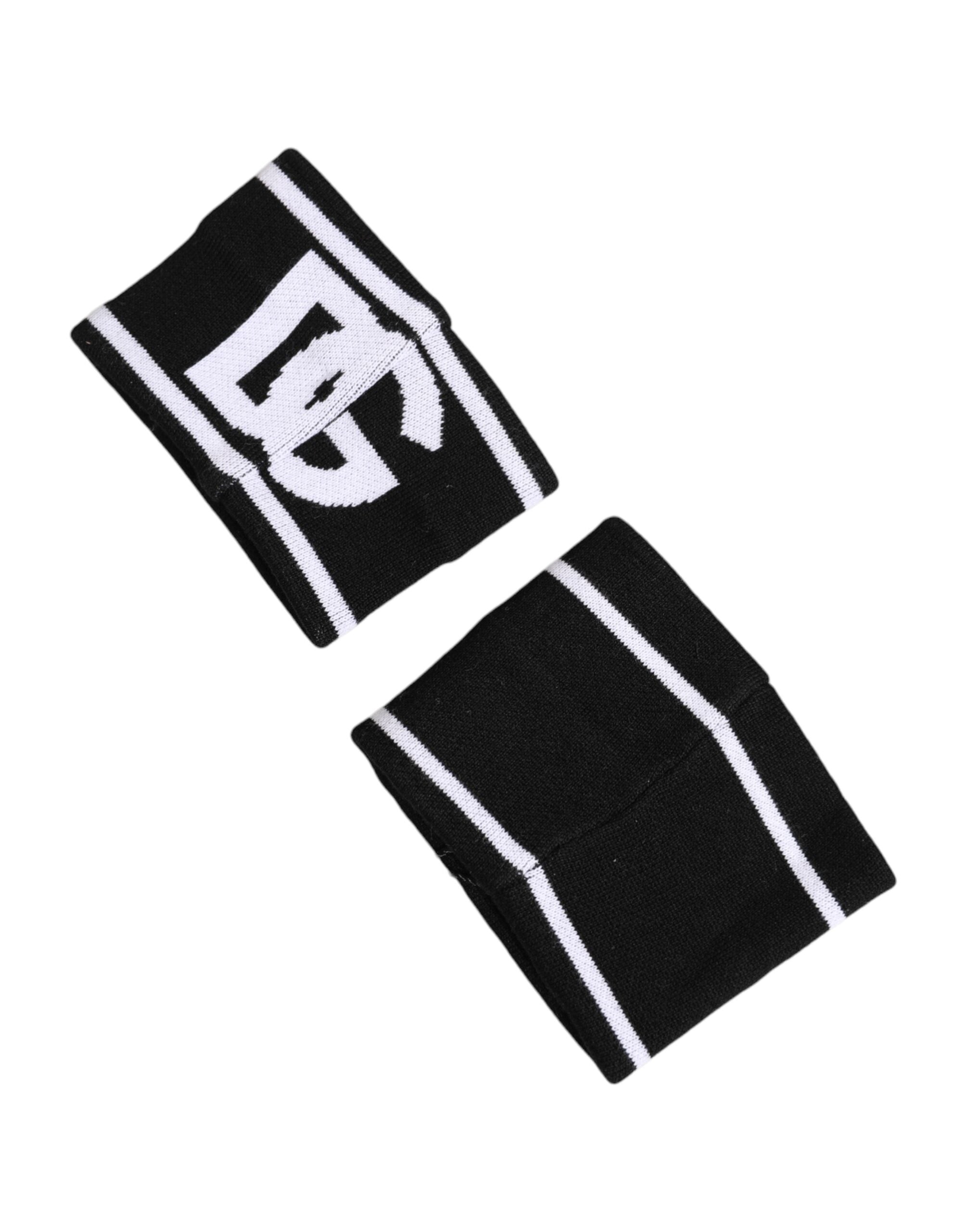 Dolce & Gabbana Black White DG Logo Cotton 1 Pair One Men's Wristband