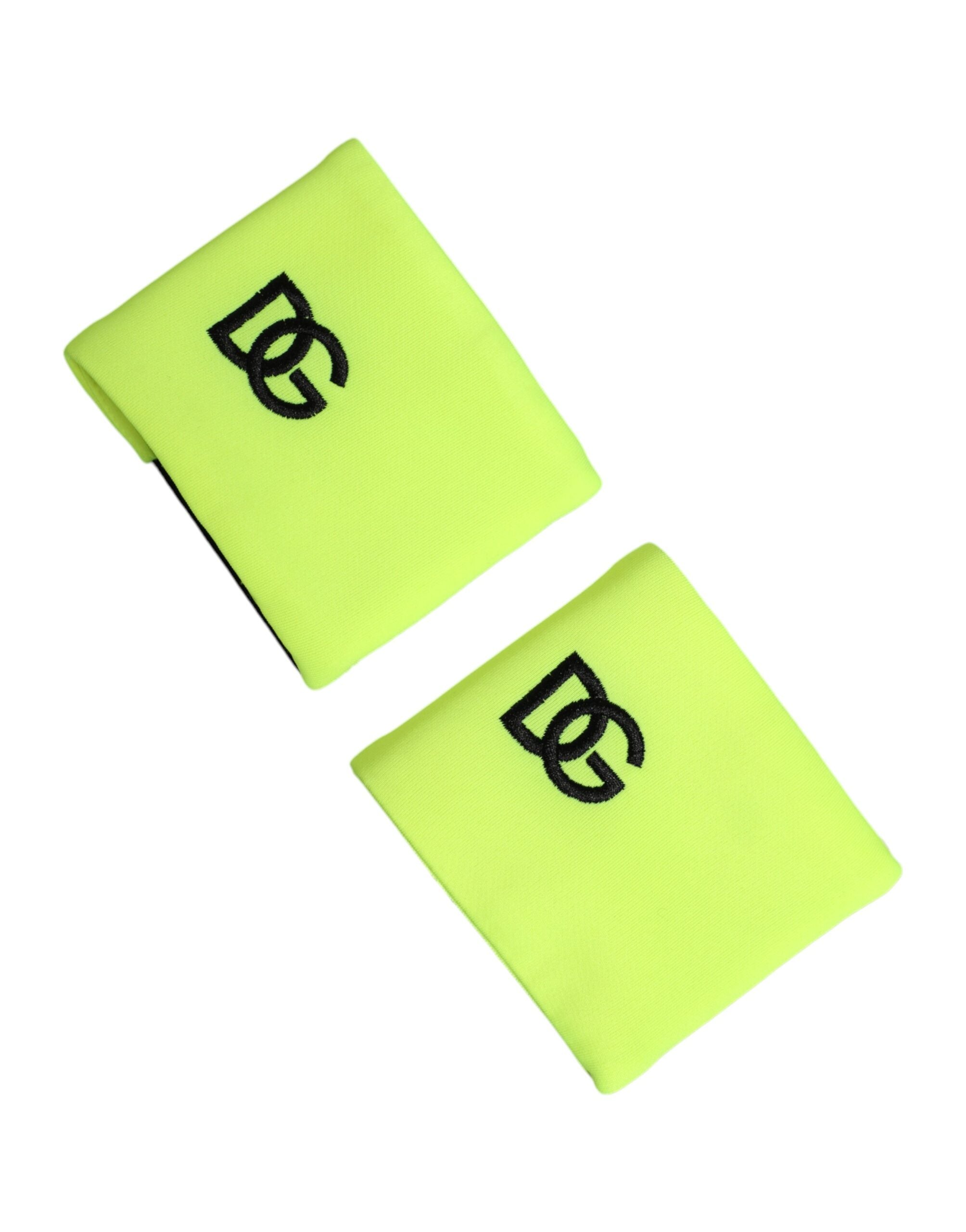 Dolce & Gabbana Yellow Green DG Logo Polyester 1 Pair Men's Wristband