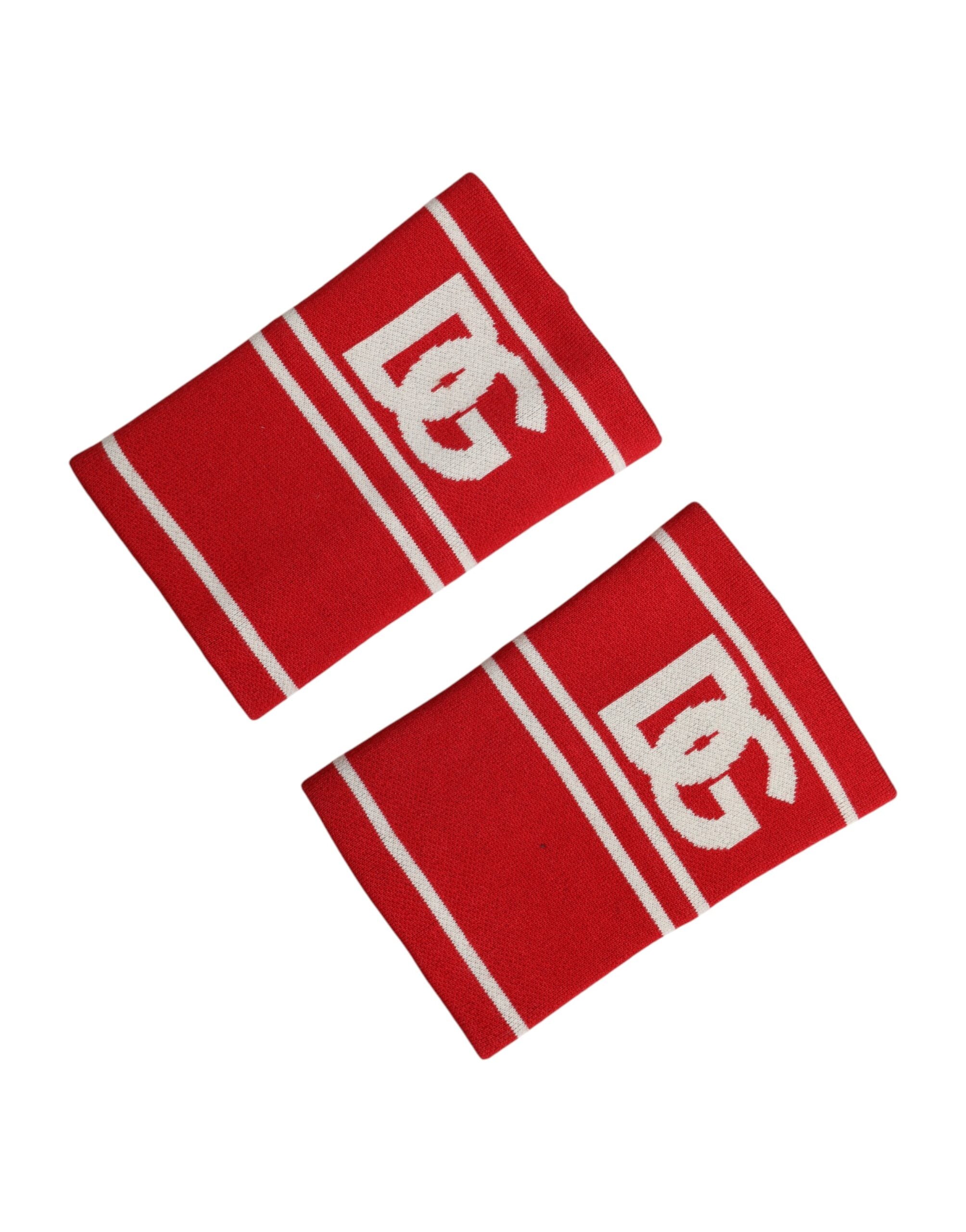 Dolce & Gabbana Red White DG Logo Cotton 1 Pair One SIze Men's Wristband