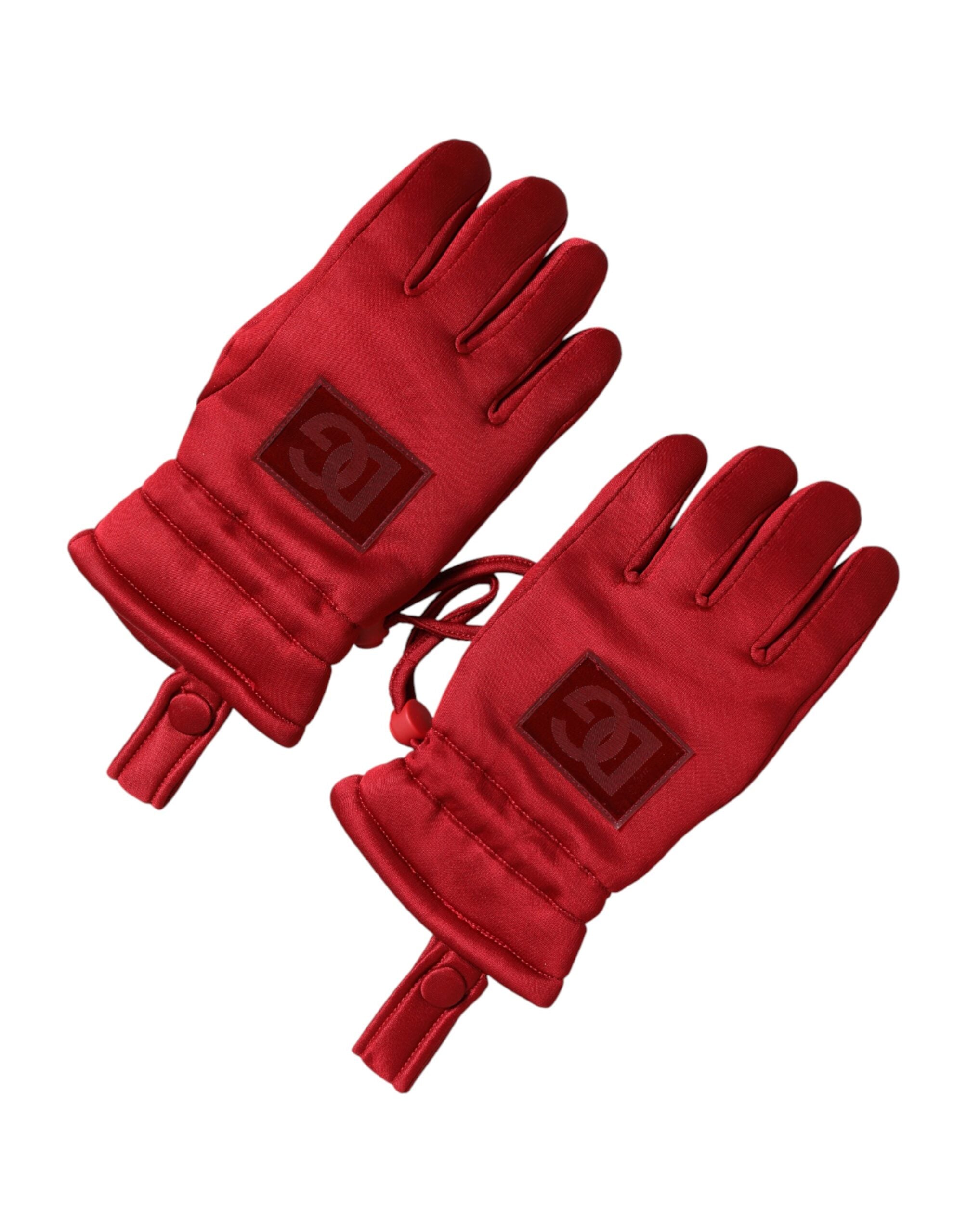 Dolce & Gabbana Red Viscose Motorcycle Biker Mitten Men's Gloves