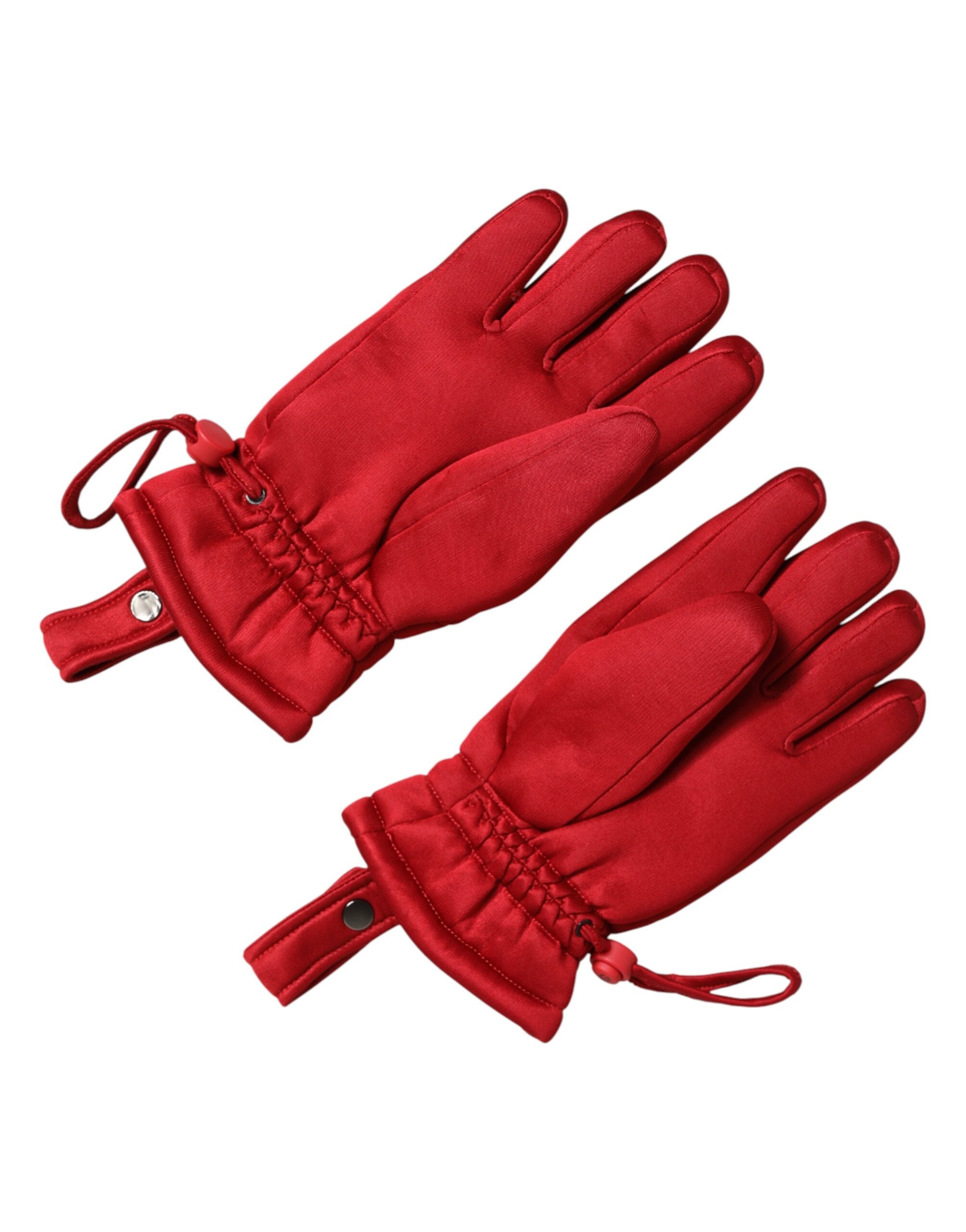 Dolce & Gabbana Red Viscose Motorcycle Biker Mitten Men's Gloves