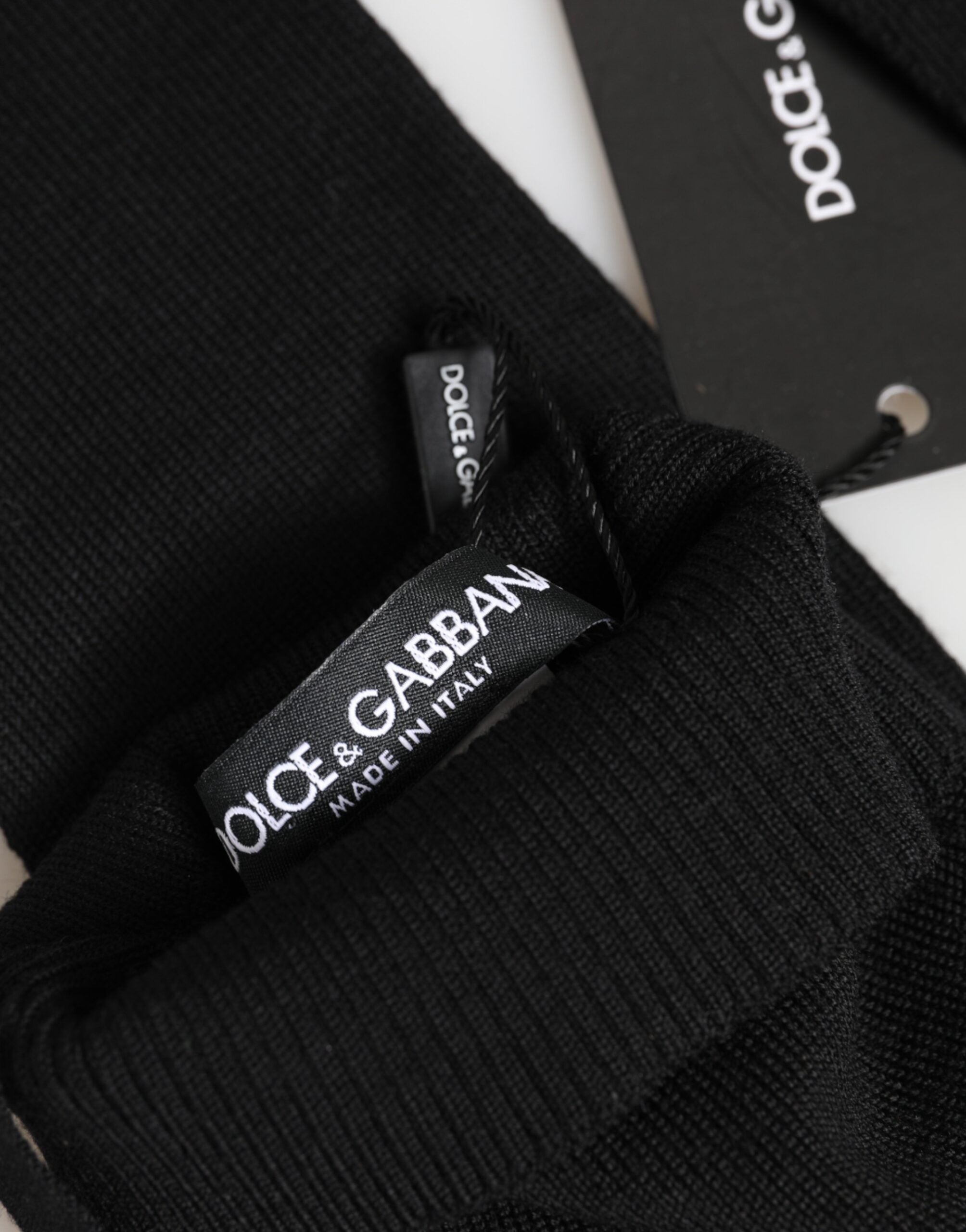 Dolce & Gabbana Black Virgin Wool Knitted Fingerless Men Men's Gloves