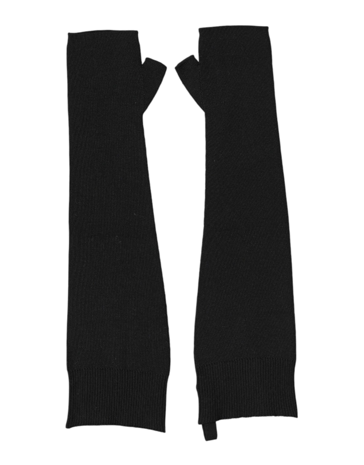Dolce & Gabbana Black Virgin Wool Knitted Fingerless Men Men's Gloves