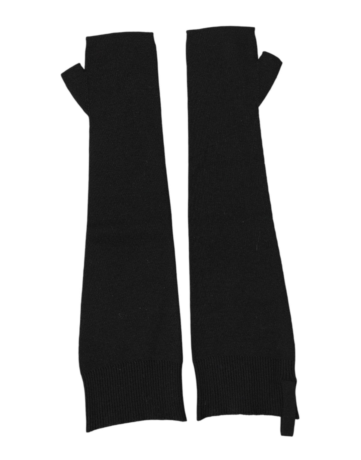 Dolce & Gabbana Black Virgin Wool Knitted Fingerless Men Men's Gloves