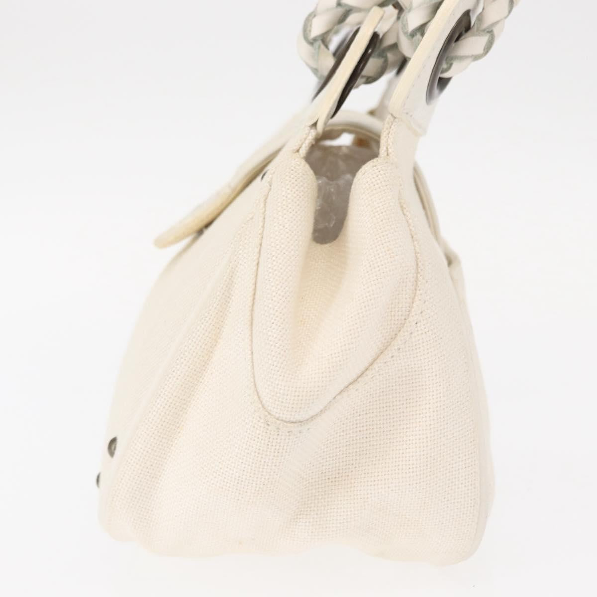 Chloe Vintage Leather White Canvas Handbag (Pre-Owned)