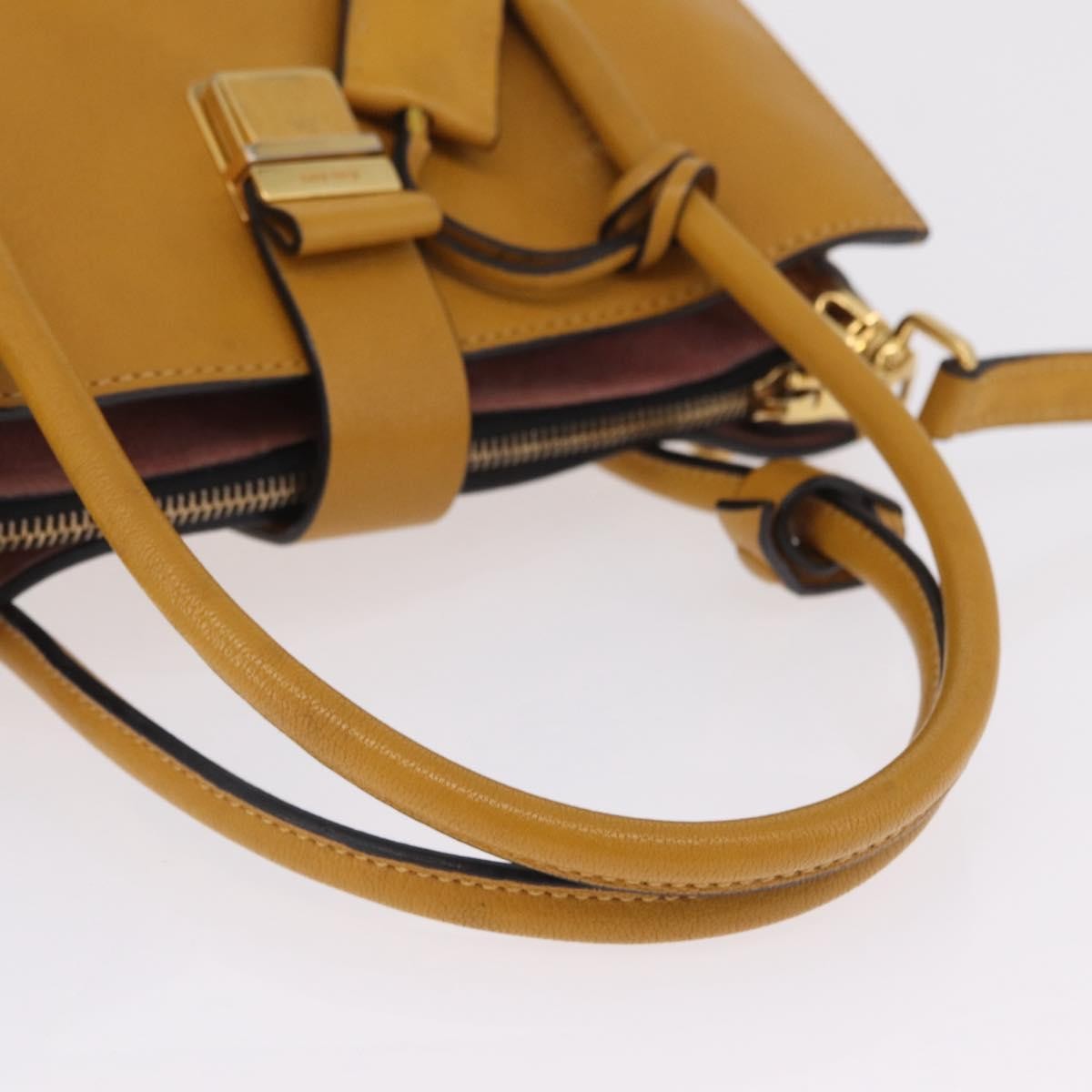 Miu Miu Madras Convertible Compartment Leather Yellow Leather Tote Bag Bag (Pre-Owned)