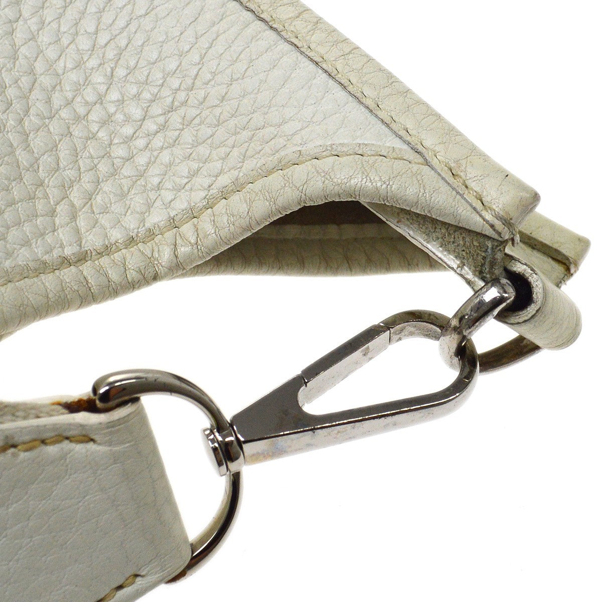 Hermes Evelyne Bag Gen I Clemence White Leather Handbag (Pre-Owned)