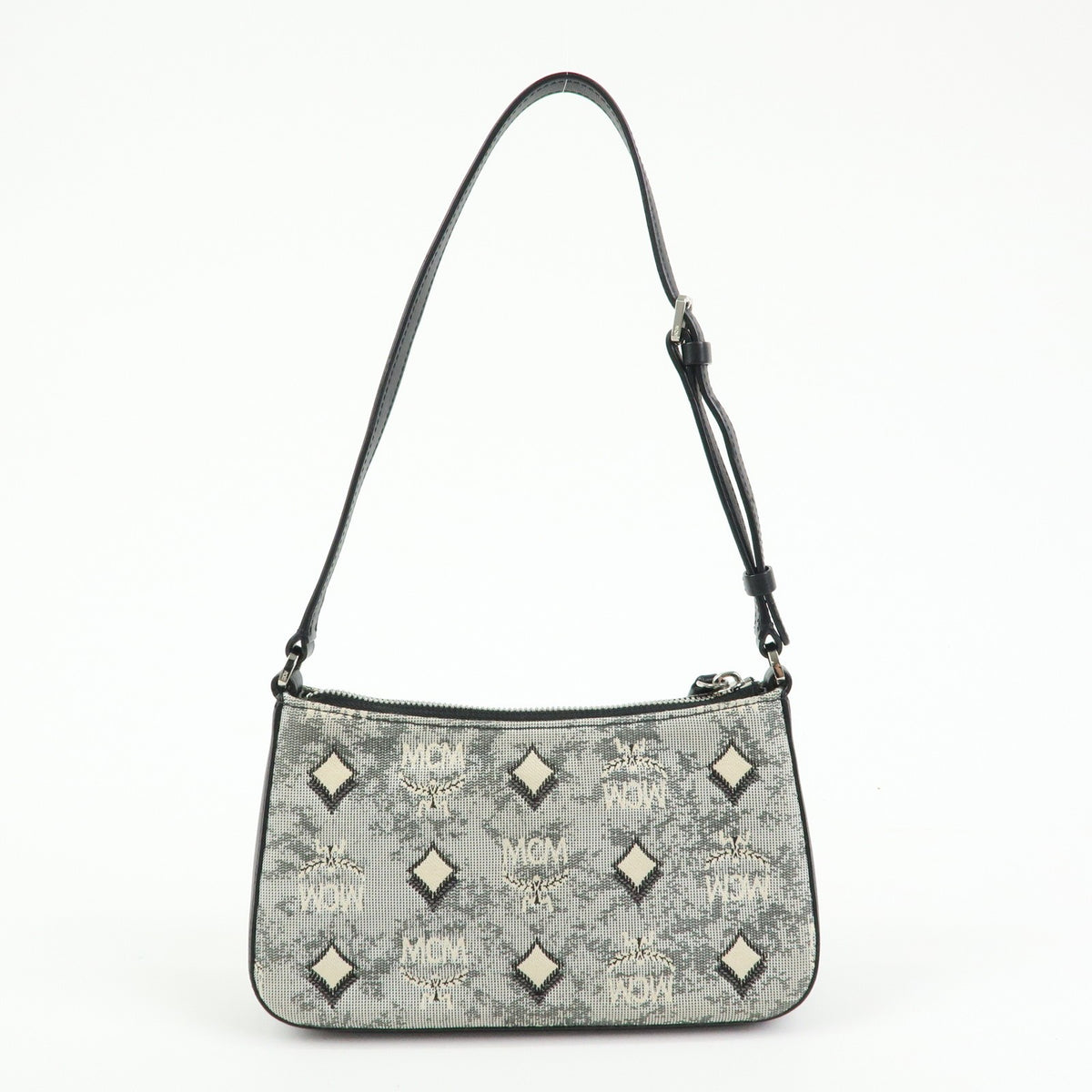 MCM Vintage Vicetos Leather Gray Canvas Shoulder Bag Bag (Pre-Owned)