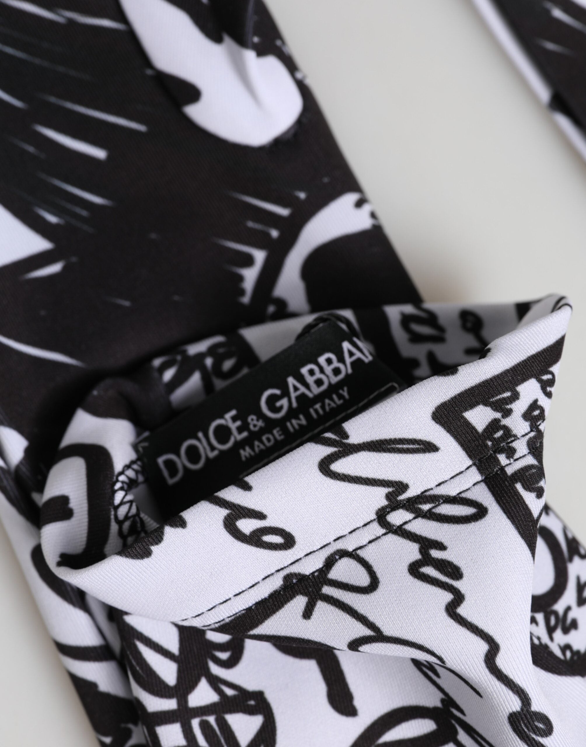 Dolce & Gabbana Gloves Black White DG Logo Elbow Length Women's Mitten