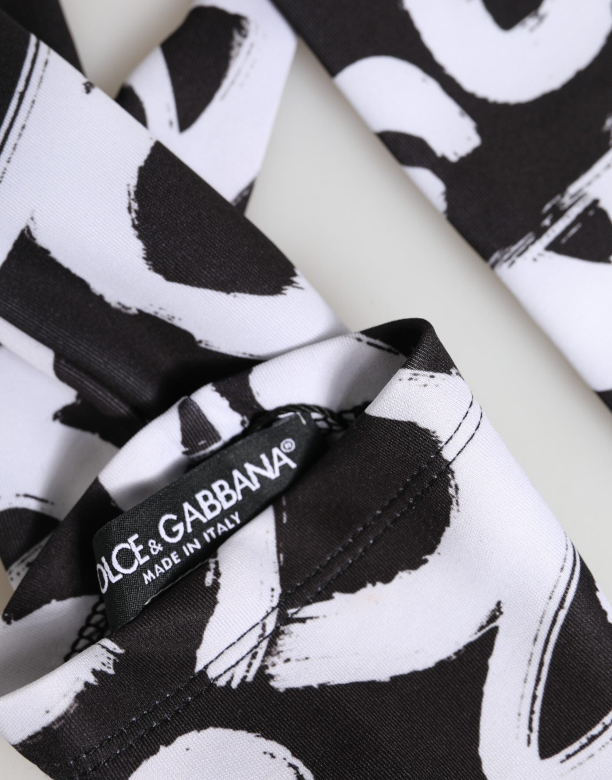 Dolce & Gabbana Black White DG Logo Elbow Length Mitten Women's Gloves