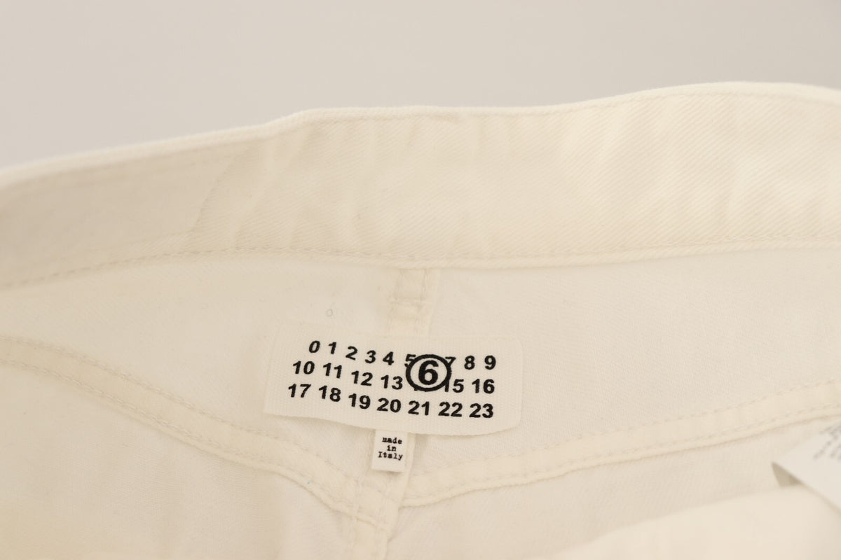 Maison Margiela White Mid Waist Knee Length Bermuda Women's Shorts (Pre-Owned)