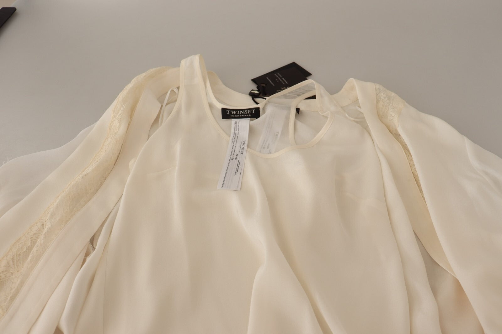 Twinset Off White Tank Lace Trim Cardigan Women Blouse Women's Tops (Pre-Owned)
