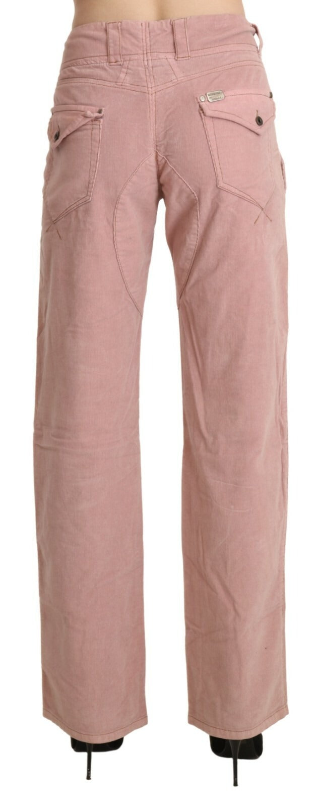 Ermanno Scervino Cotton Pink High Waist Straight Trouser Women's Pants