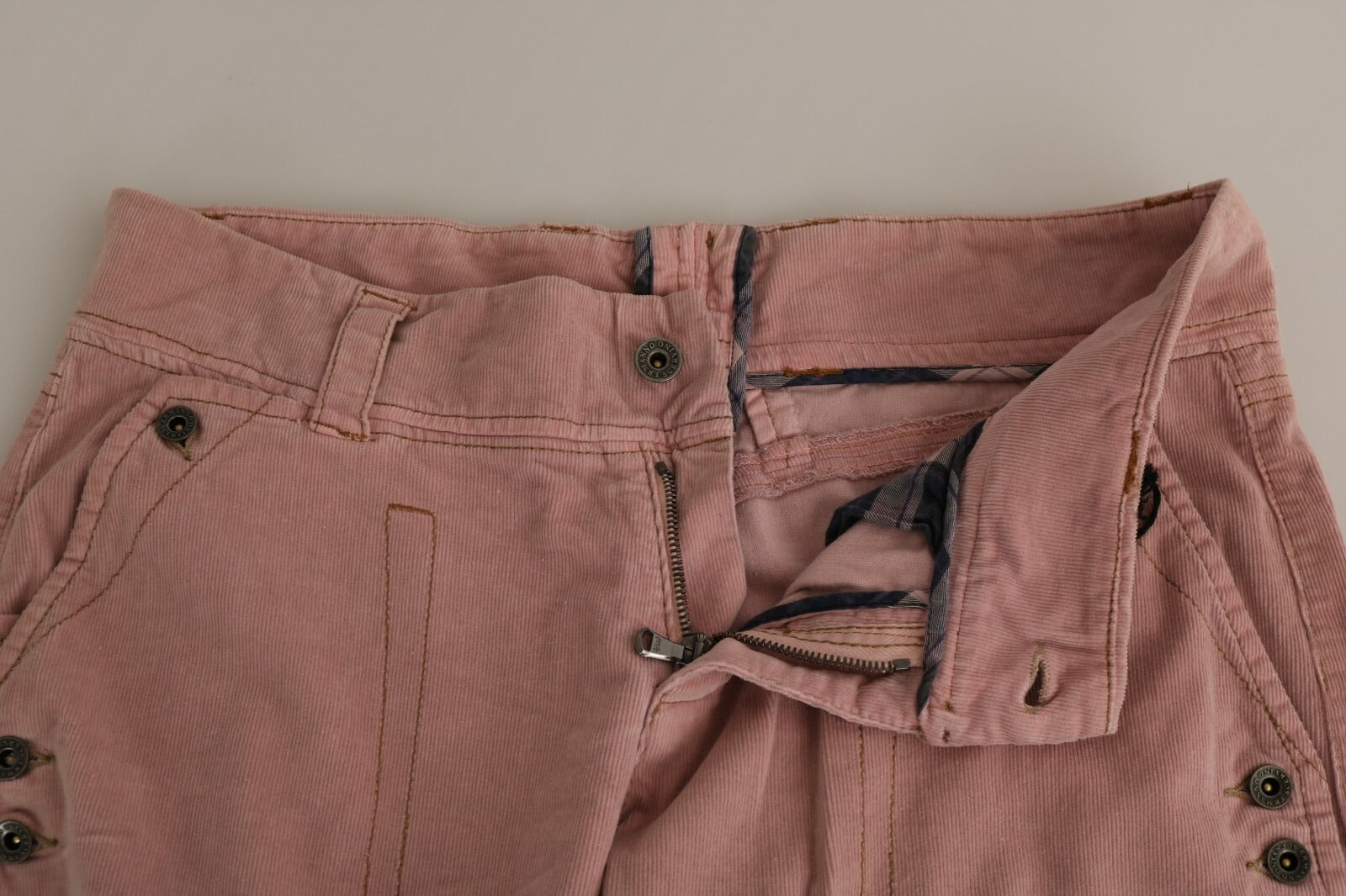 Ermanno Scervino Cotton Pink High Waist Straight Trouser Women's Pants