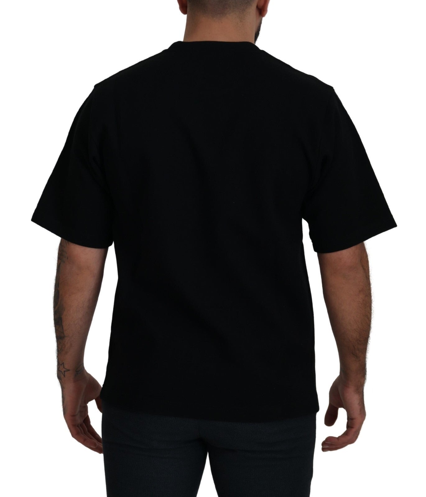 Dolce & Gabbana Cotton Black Printed Crewneck Tee Men's T-shirt