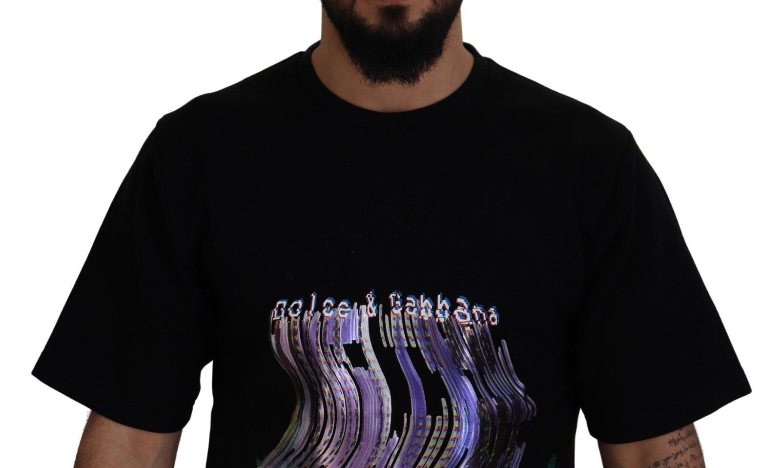 Dolce & Gabbana Cotton Black Printed Crewneck Tee Men's T-shirt