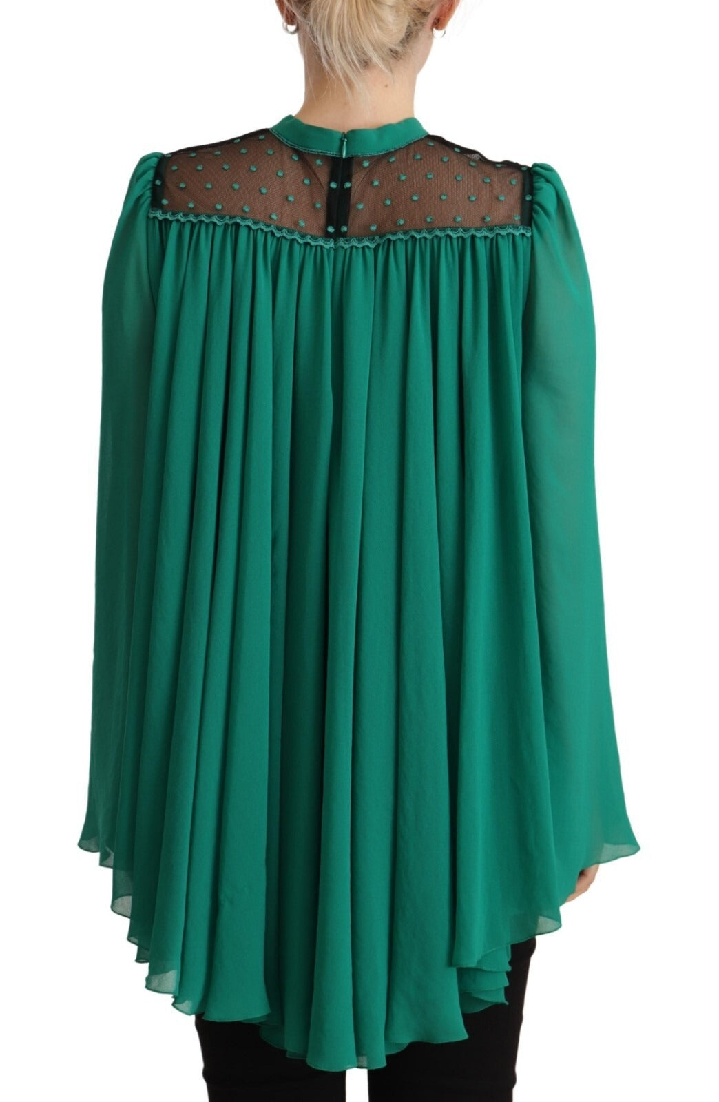 Philosophy Green Lace Polyester Long Sleeves Pleated Top Women's Blouse (Pre-Owned)