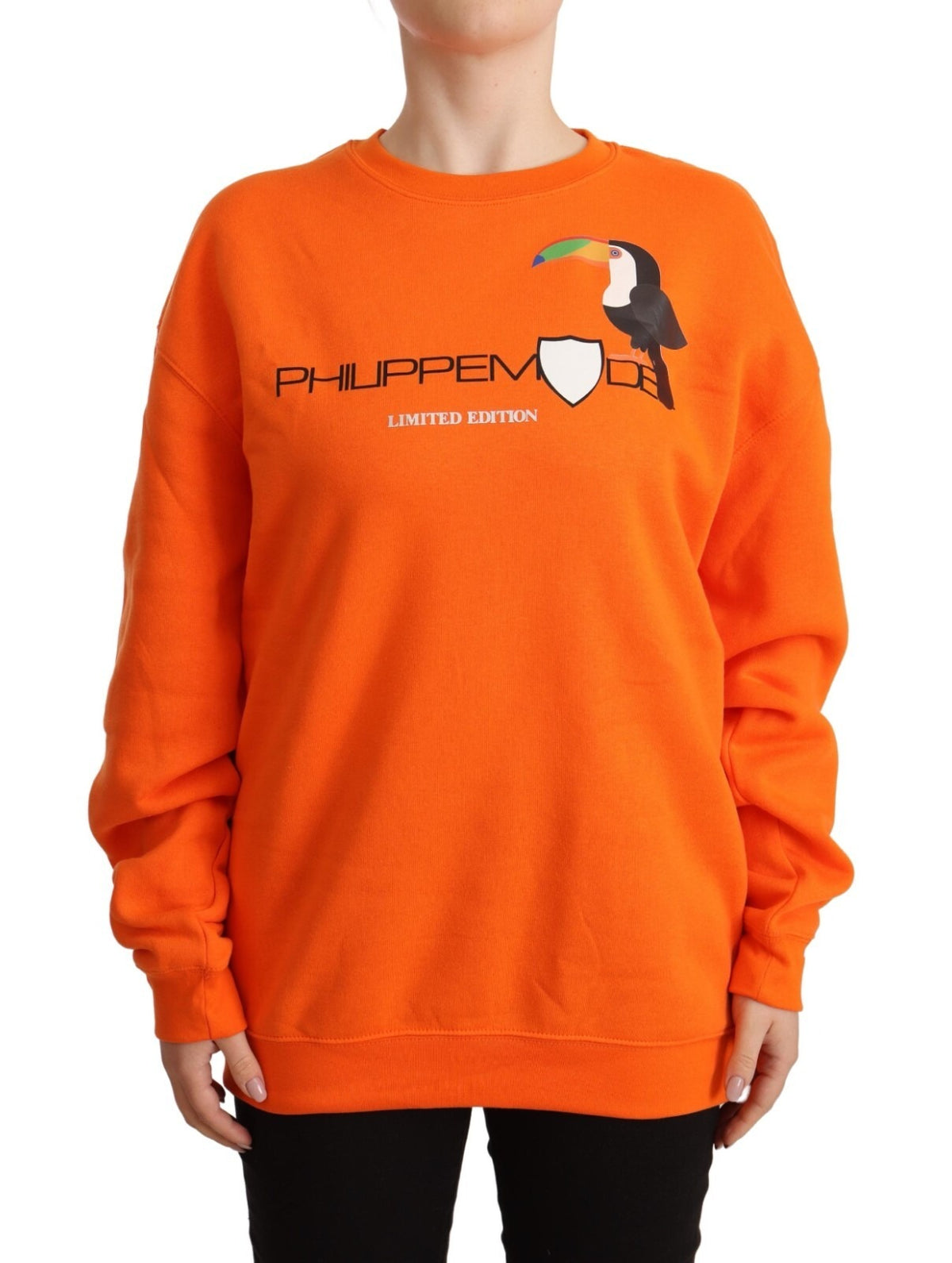 Philippe Model Orange Printed Long Sleeves Pullover Women's Sweater