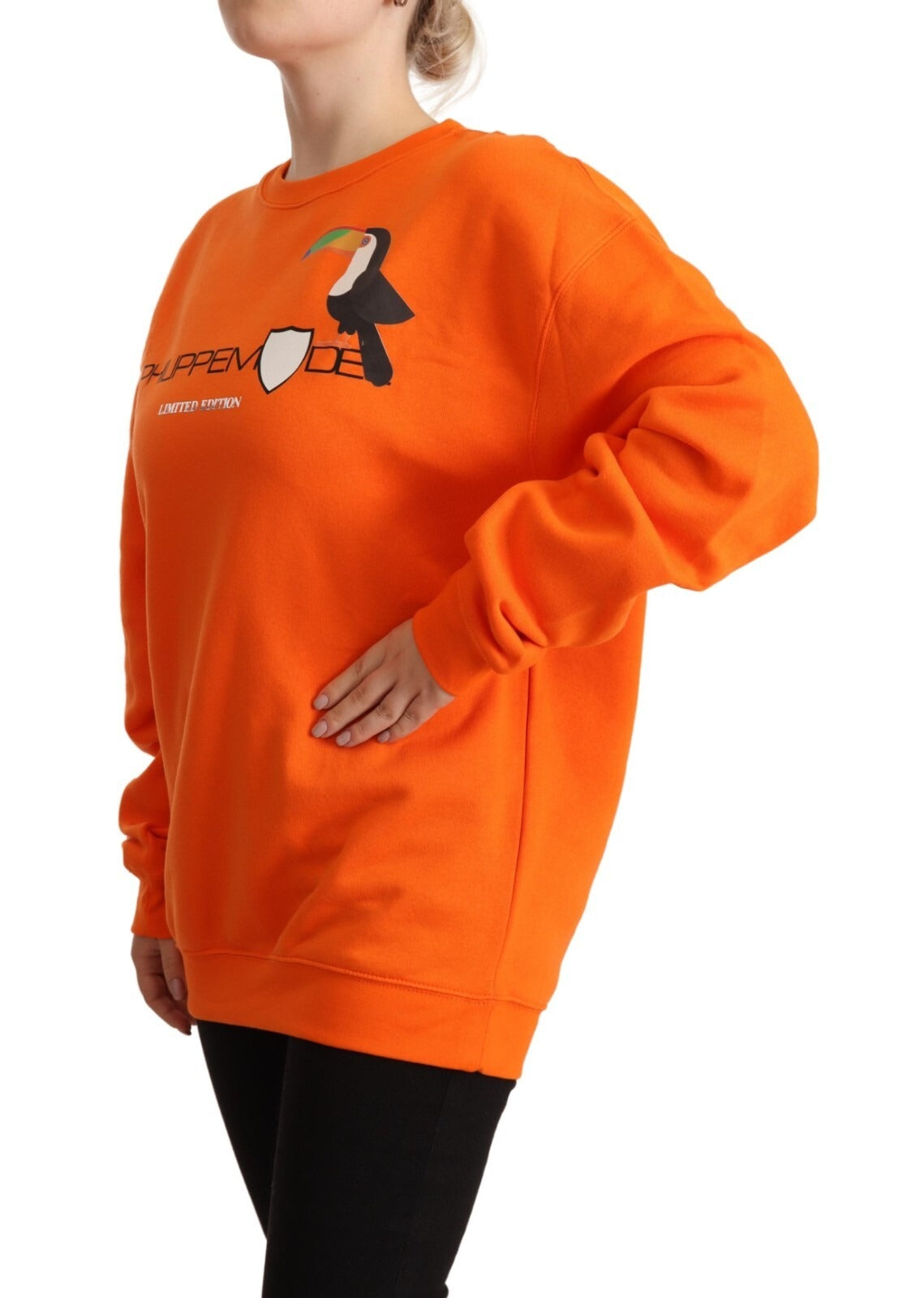 Philippe Model Orange Printed Long Sleeves Pullover Women's Sweater