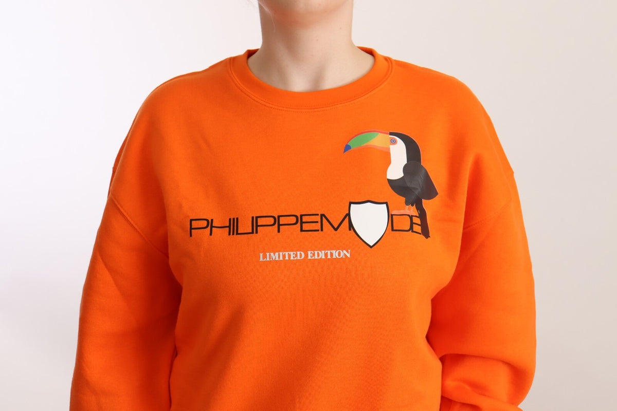 Philippe Model Orange Printed Long Sleeves Pullover Women's Sweater