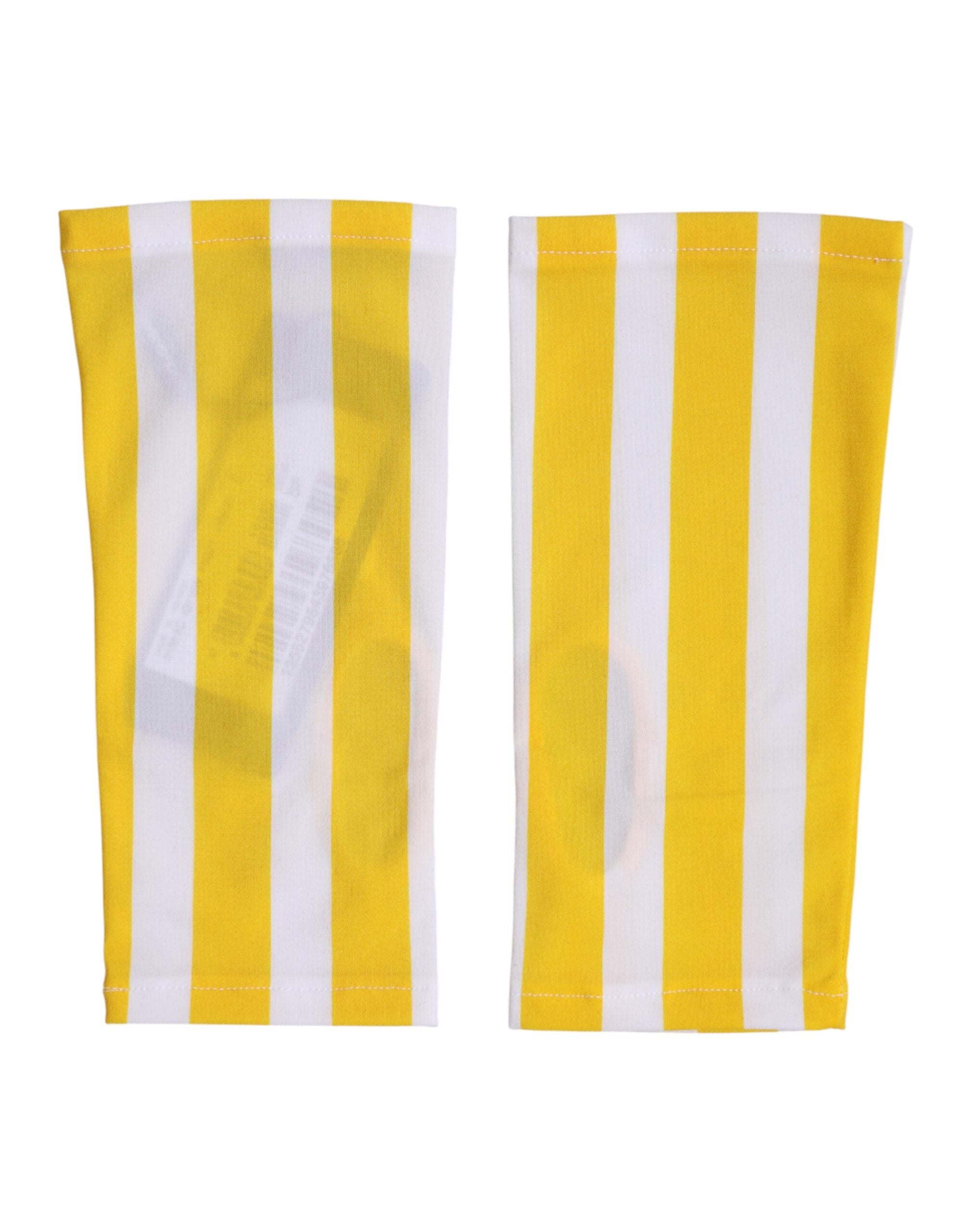 Dolce & Gabbana Yellow White Nylon Fingerless Wrist Length Women's Gloves