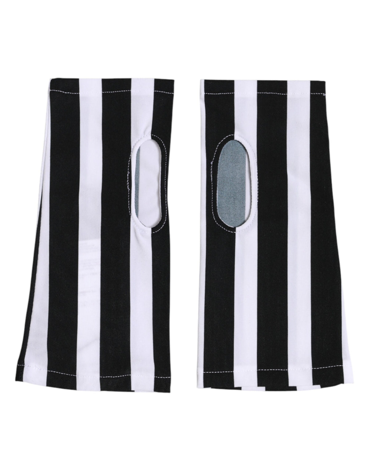 Dolce & Gabbana Black White Nylon Fingerless Wrist Length Women's Gloves
