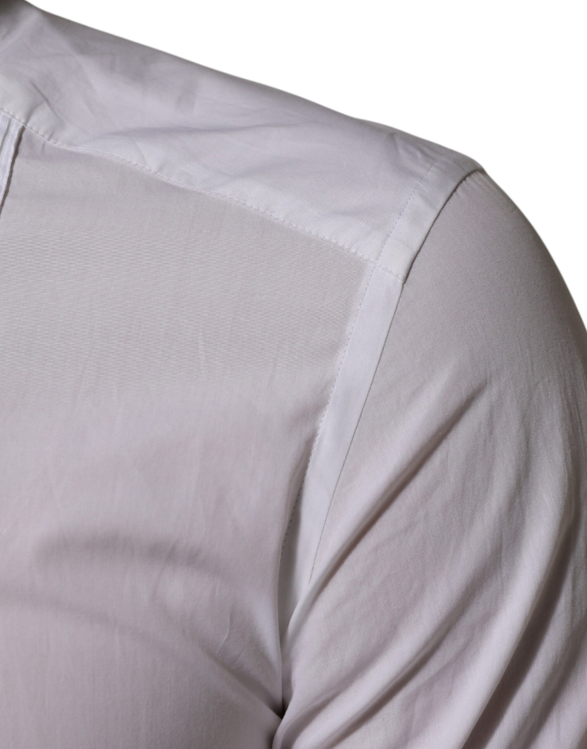 Dolce & Gabbana White Cotton Collared Long Sleeve GOLD Dress Men's Shirt