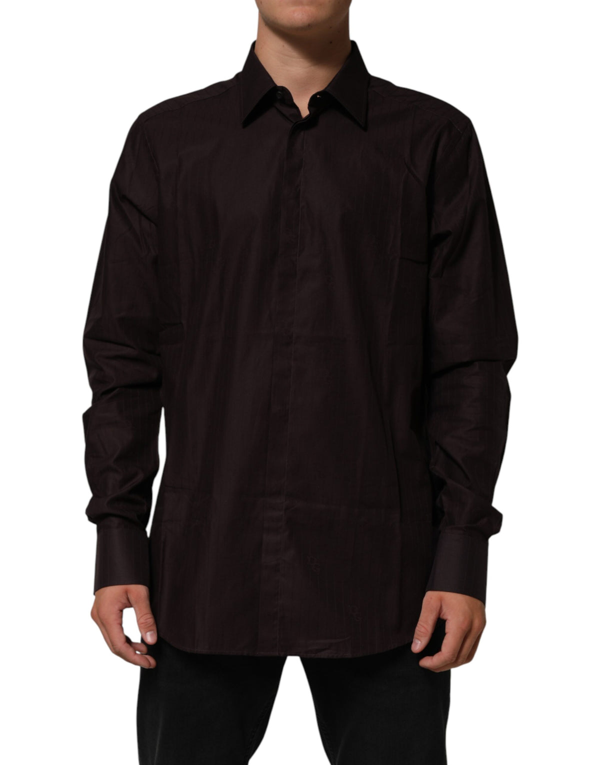 Dolce & Gabbana Brown Cotton LongSleeve MARTINI Dress Men's Shirt