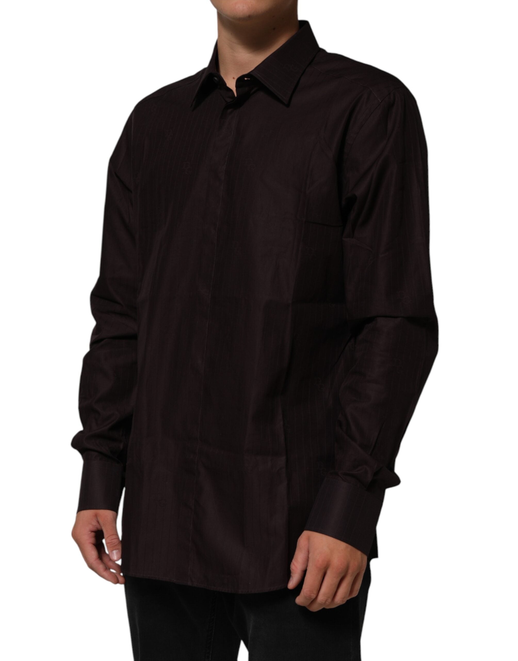 Dolce & Gabbana Brown Cotton LongSleeve MARTINI Dress Men's Shirt