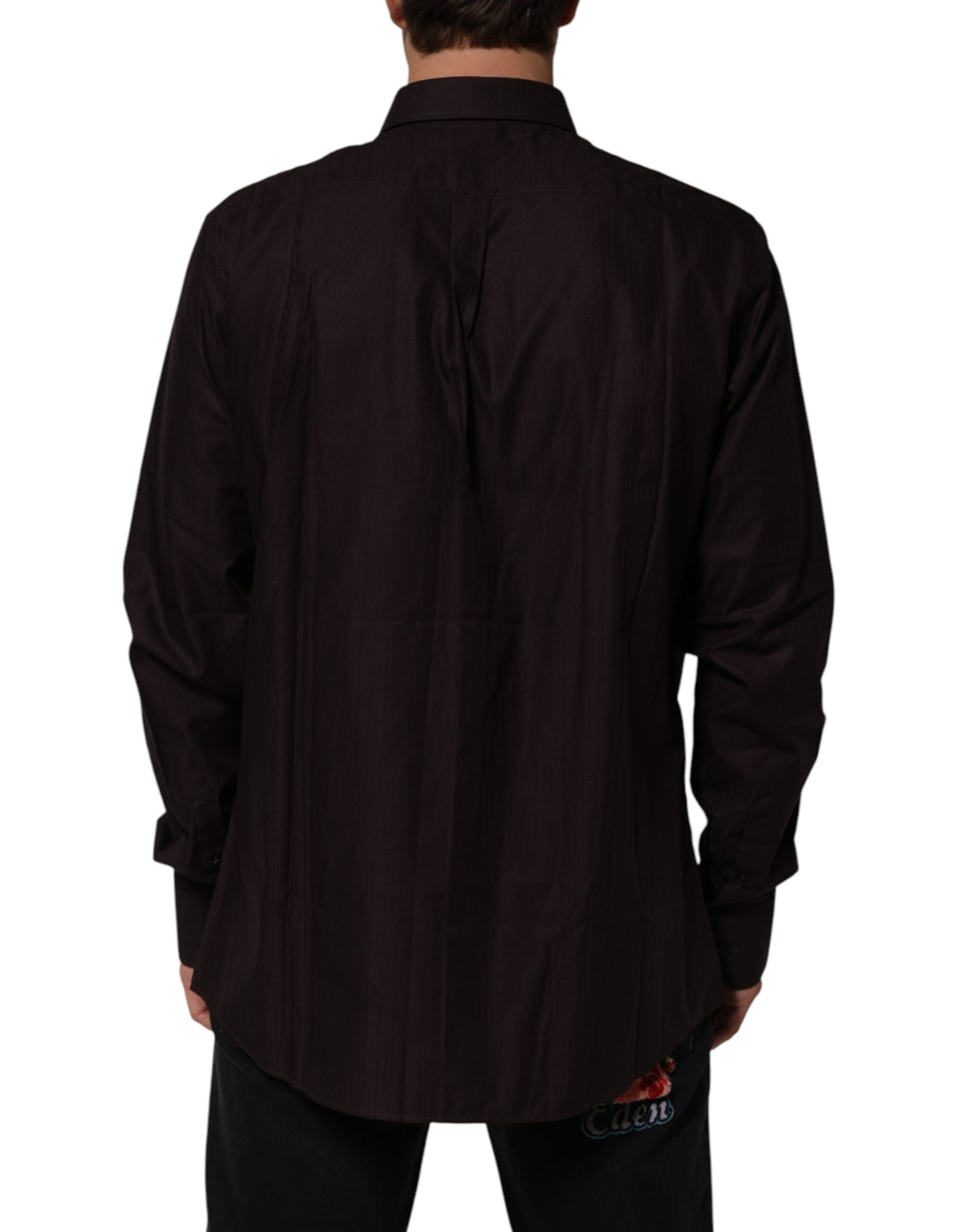 Dolce & Gabbana Brown Cotton LongSleeve MARTINI Dress Men's Shirt