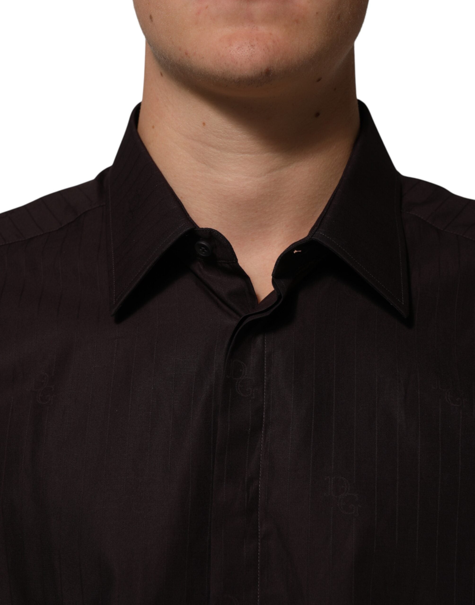 Dolce & Gabbana Brown Cotton LongSleeve MARTINI Dress Men's Shirt