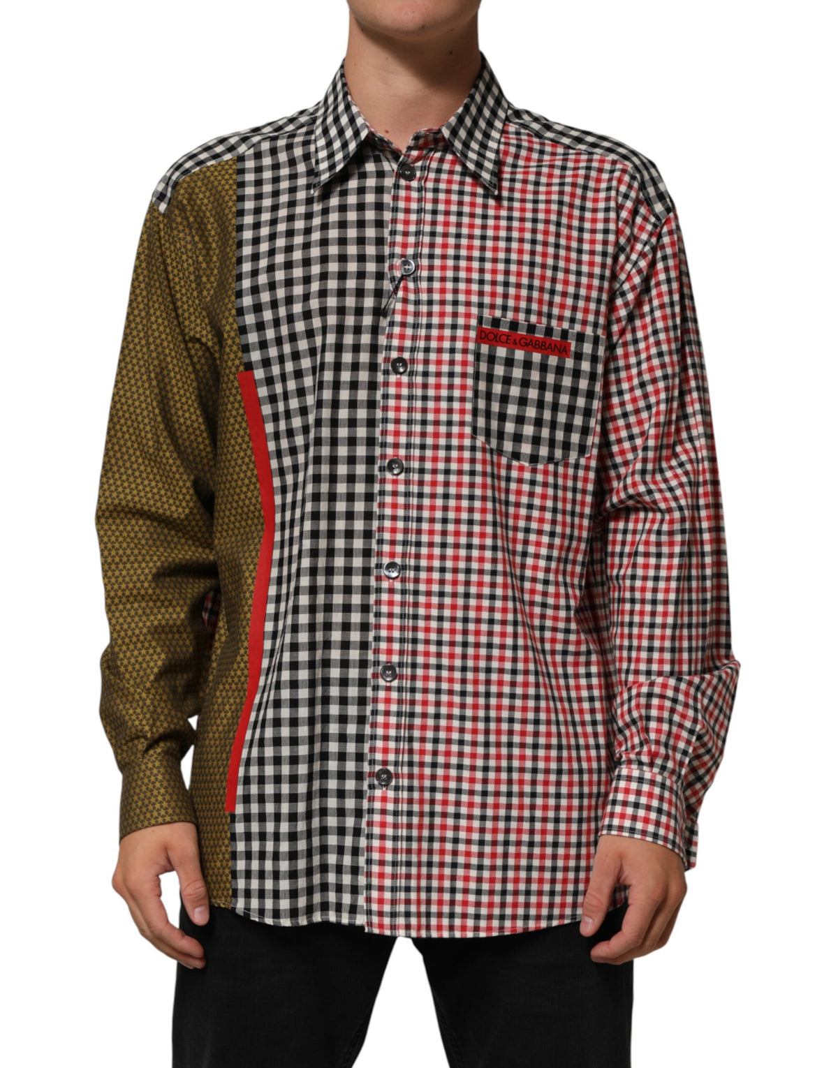 Dolce & Gabbana Multicolor Cotton Collared Checkered Men's Shirt