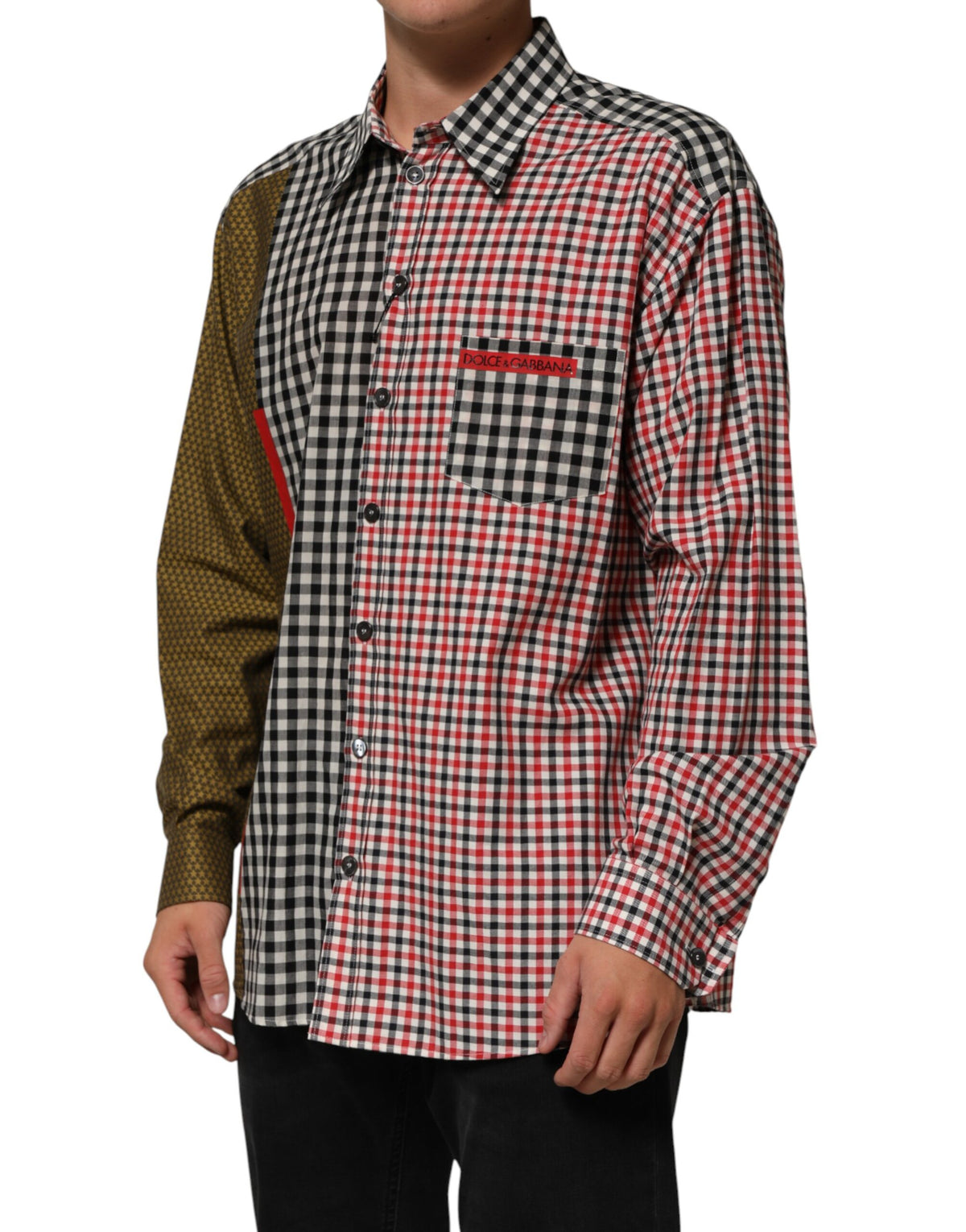 Dolce & Gabbana Multicolor Cotton Collared Checkered Men's Shirt
