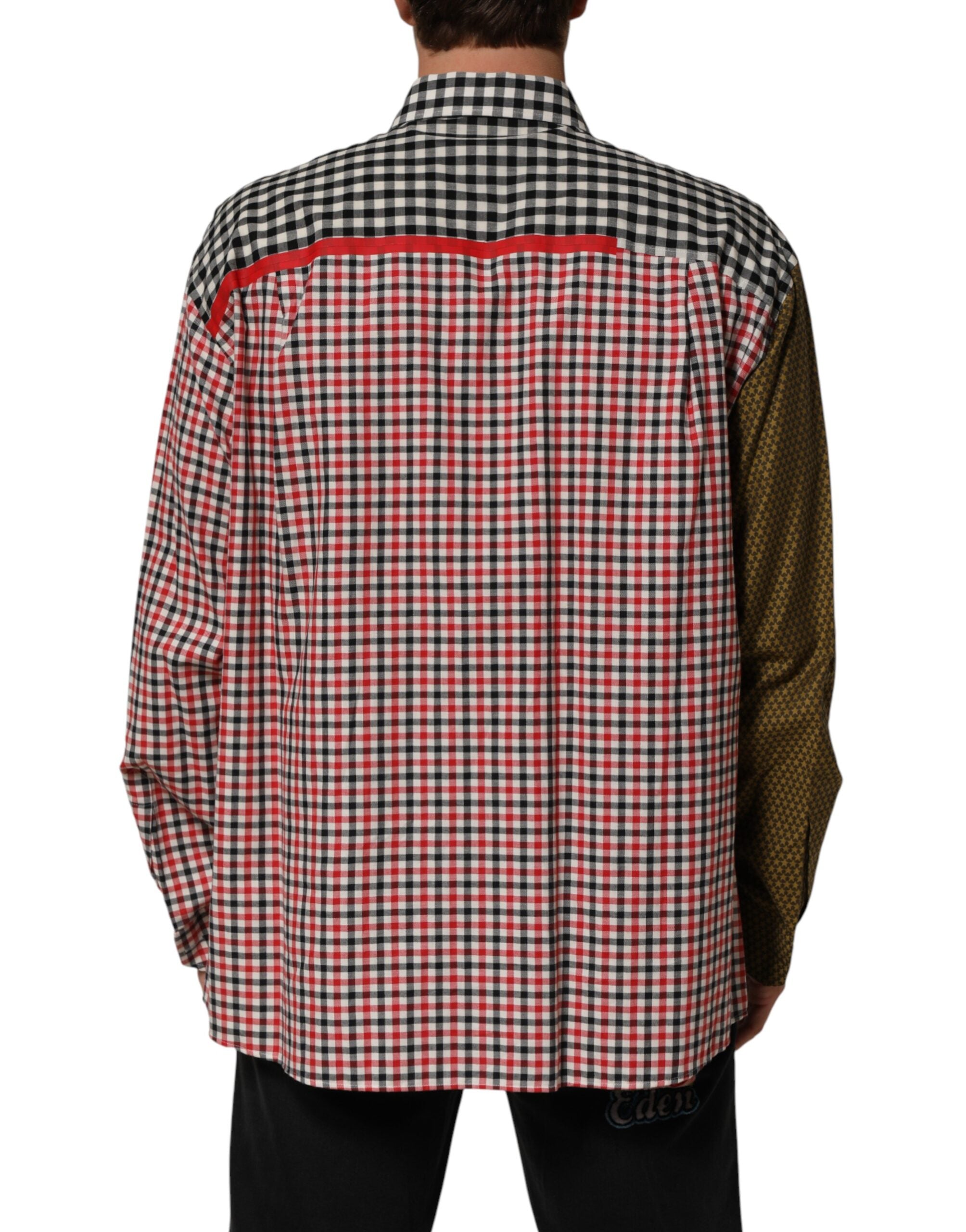 Dolce & Gabbana Multicolor Cotton Collared Checkered Men's Shirt
