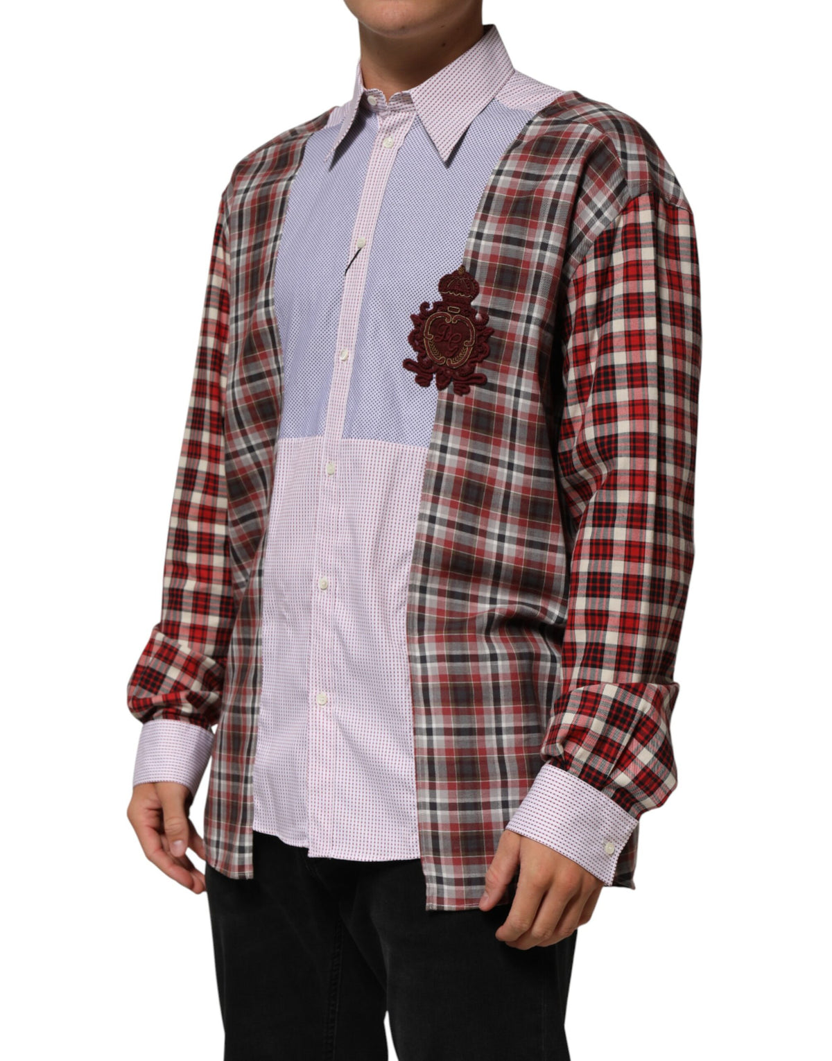 Dolce & Gabbana Multicolor Cotton Collared Checkered Men's Shirt